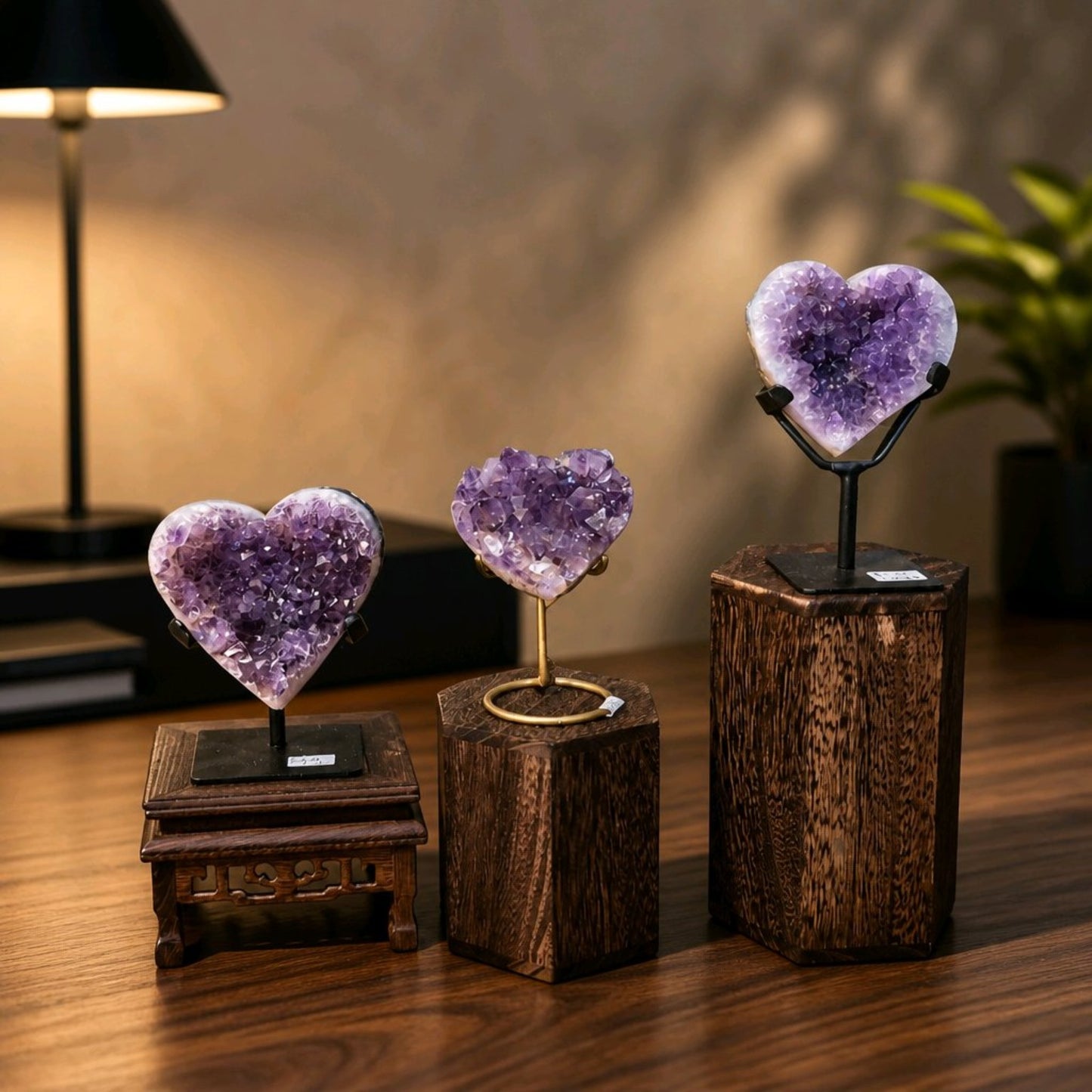 Amethyst Druzy Heart on Stand
