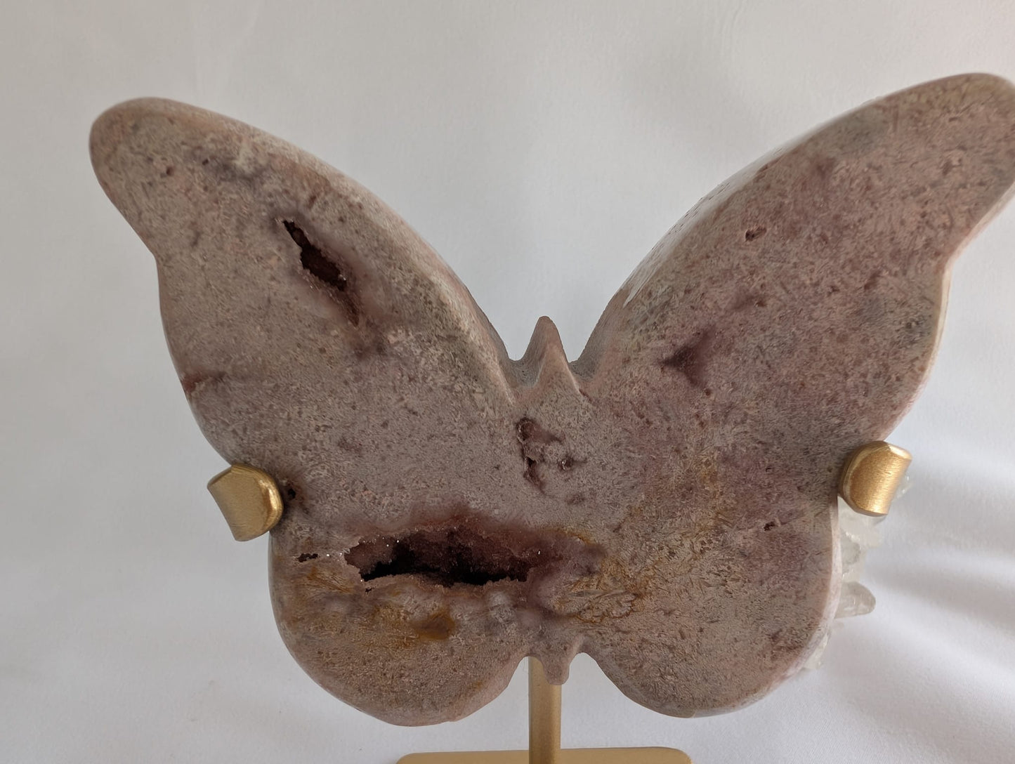 Pink Amethyst Butterfly on Gold Stand