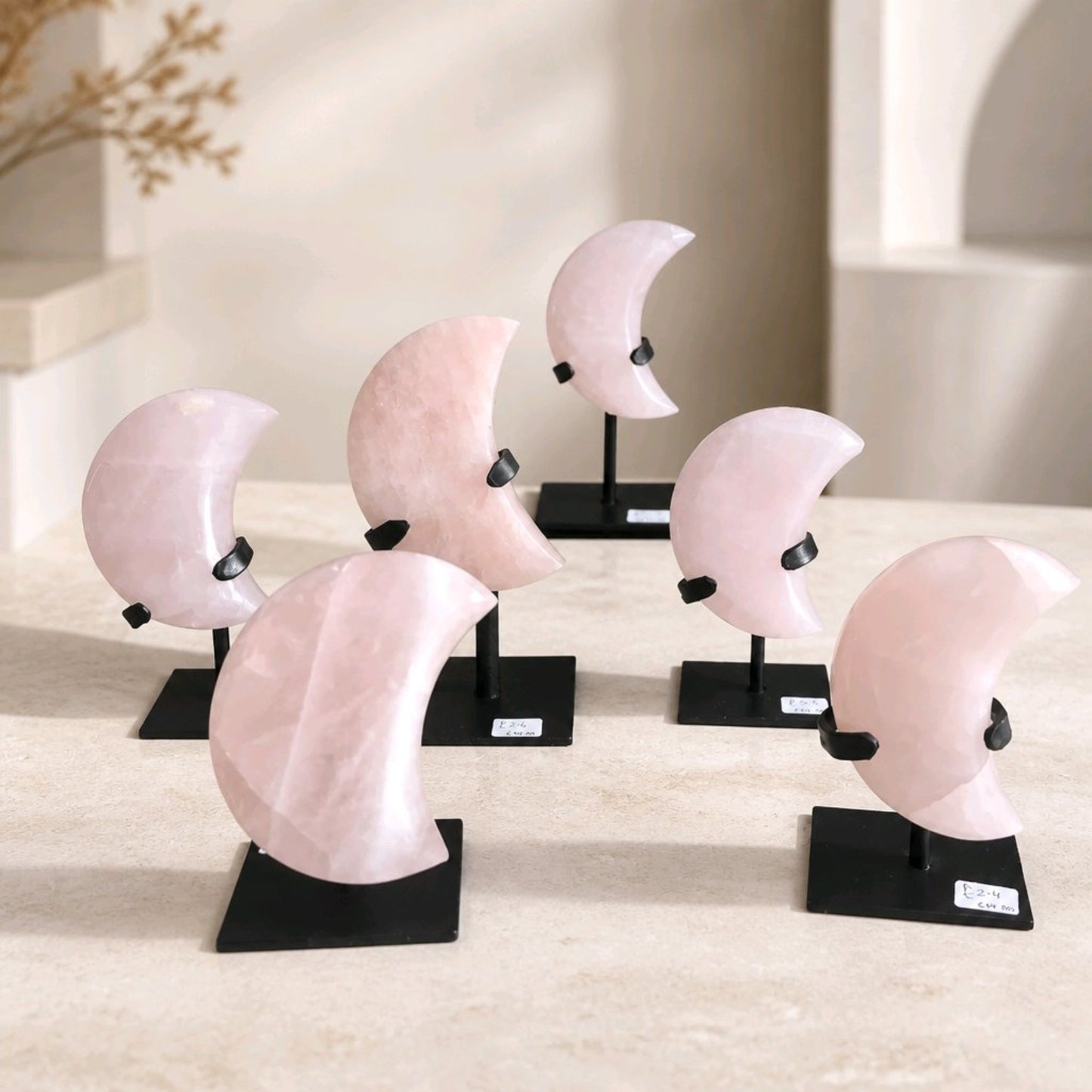 Brazilian Rose Quartz Crescent Moon