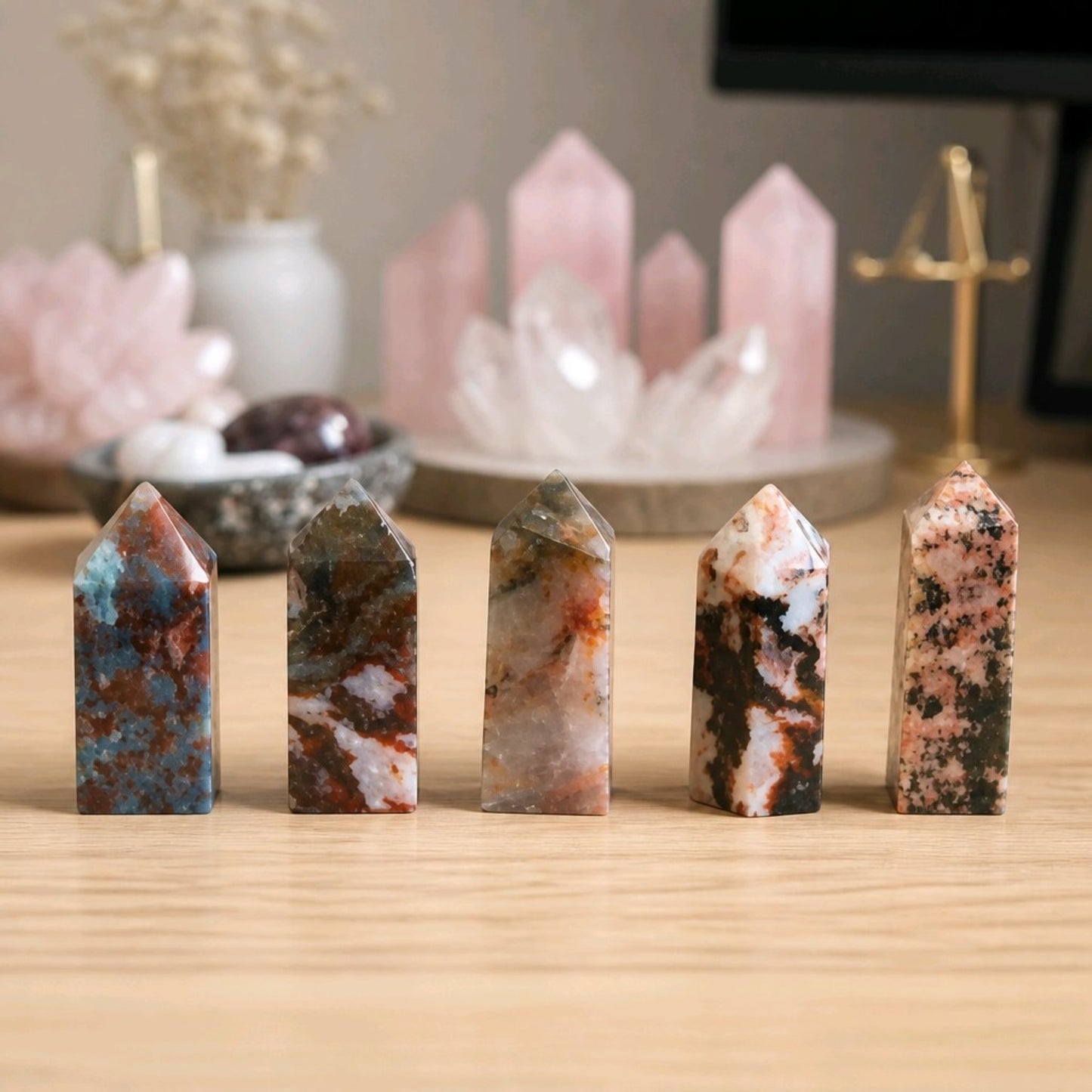 Red Moss Agate Mini Towers