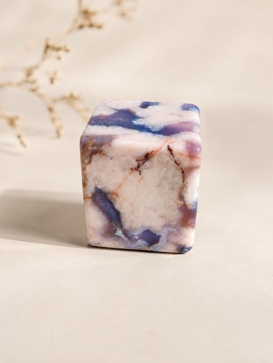 Blue Flower Agate Cube