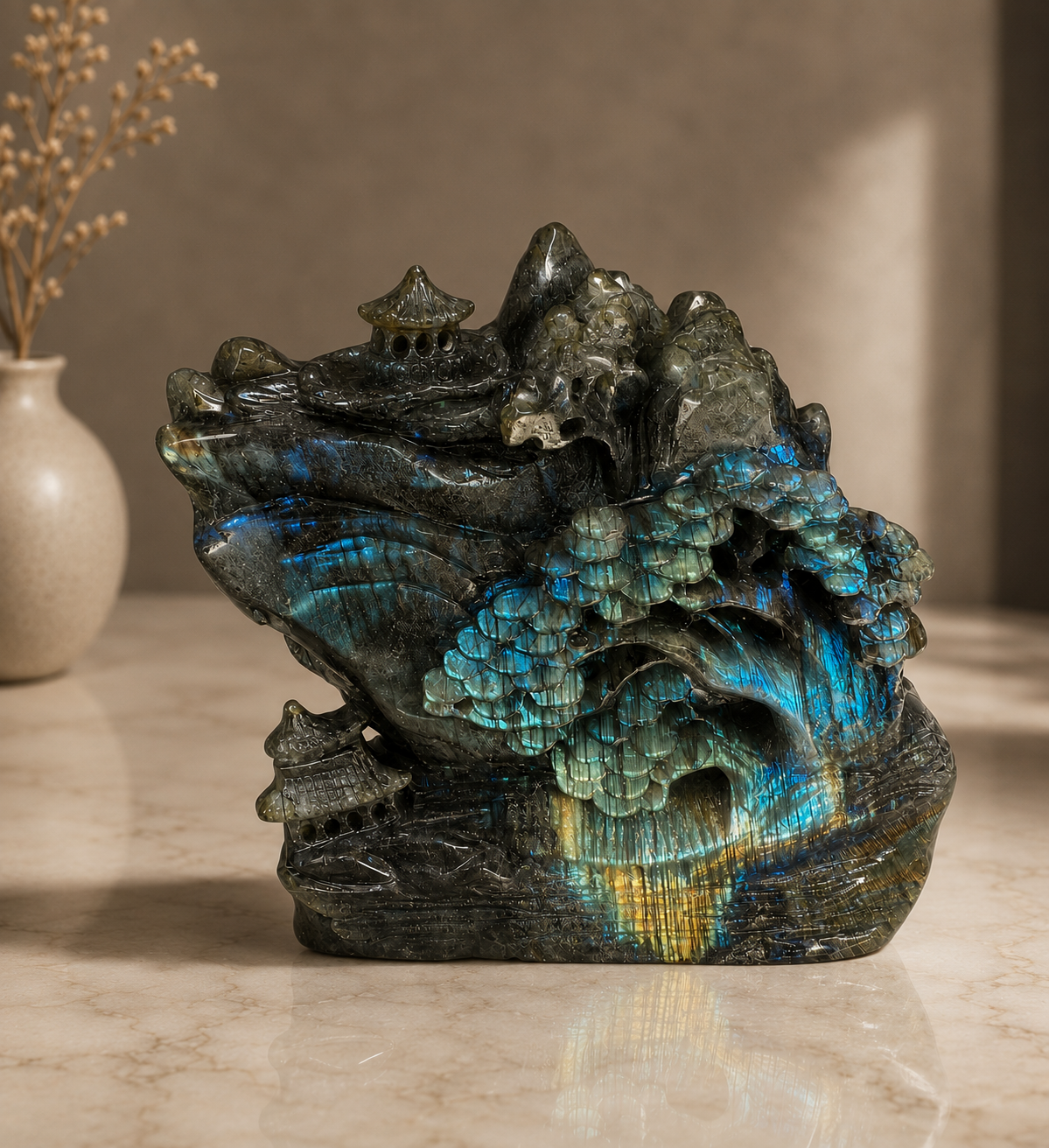Labradorite Landscape Carving
