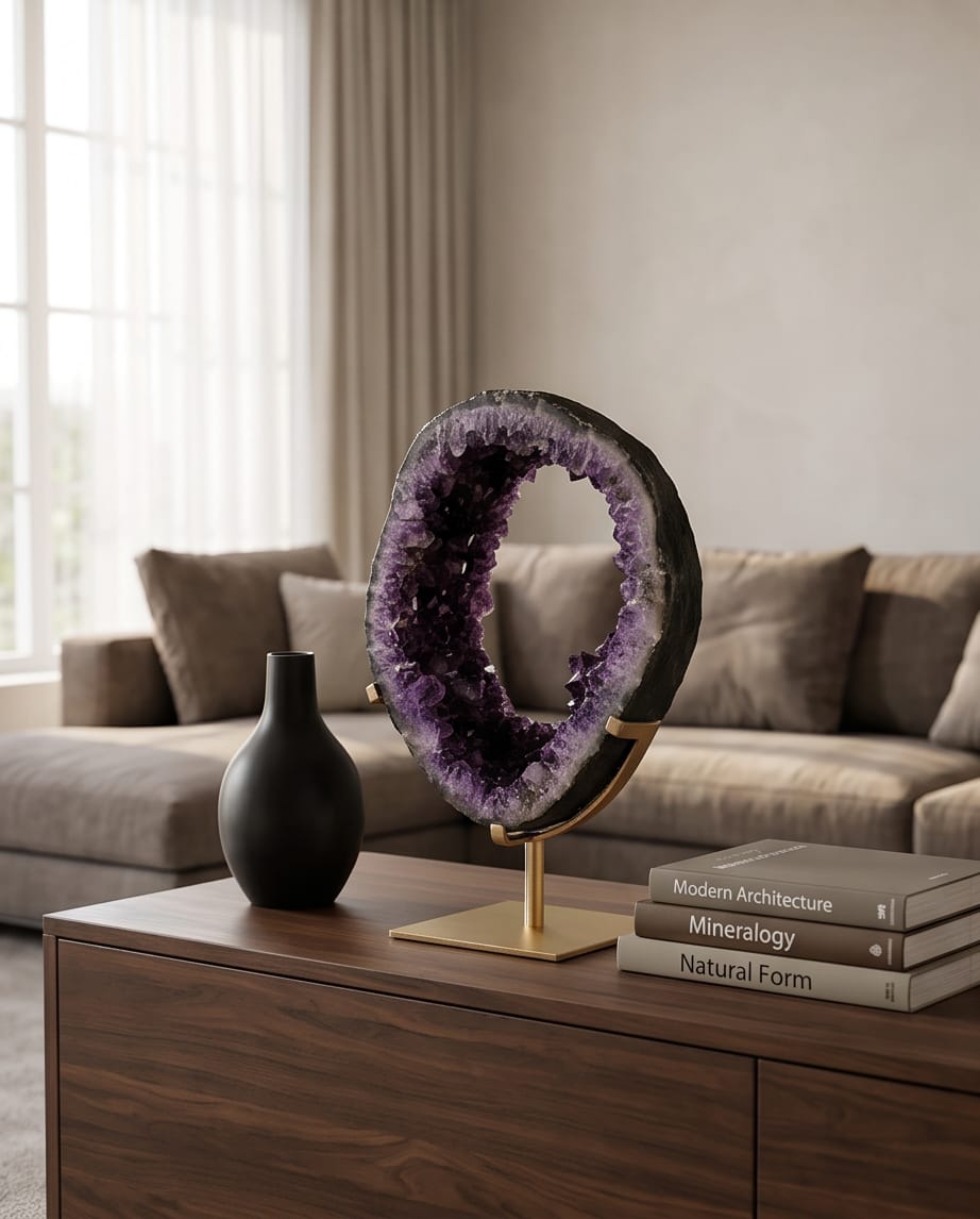 Amethyst Portal on Gold Stand