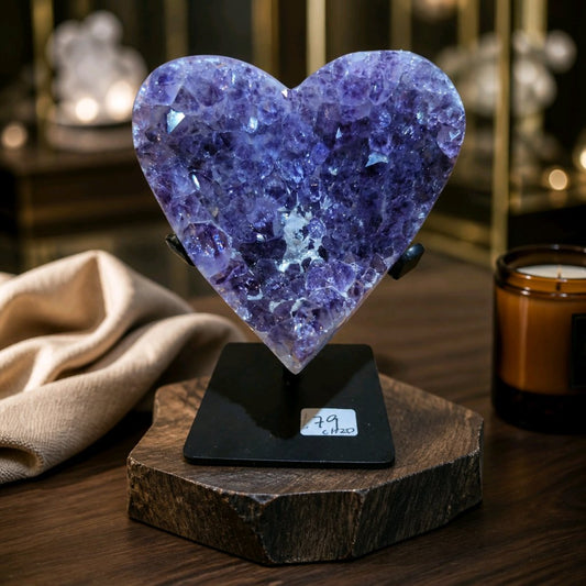 Amethyst Druzy Heart on Stand