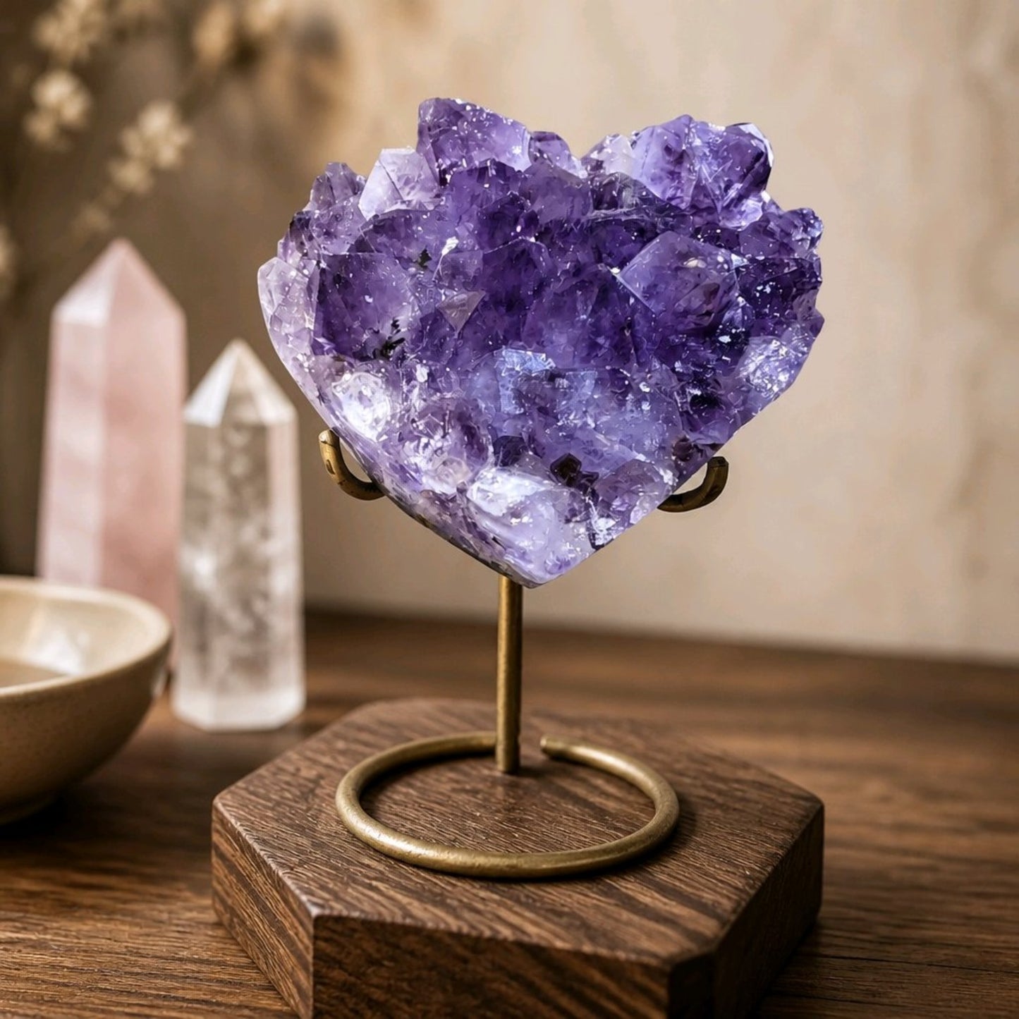 Amethyst Druzy Heart on Stand