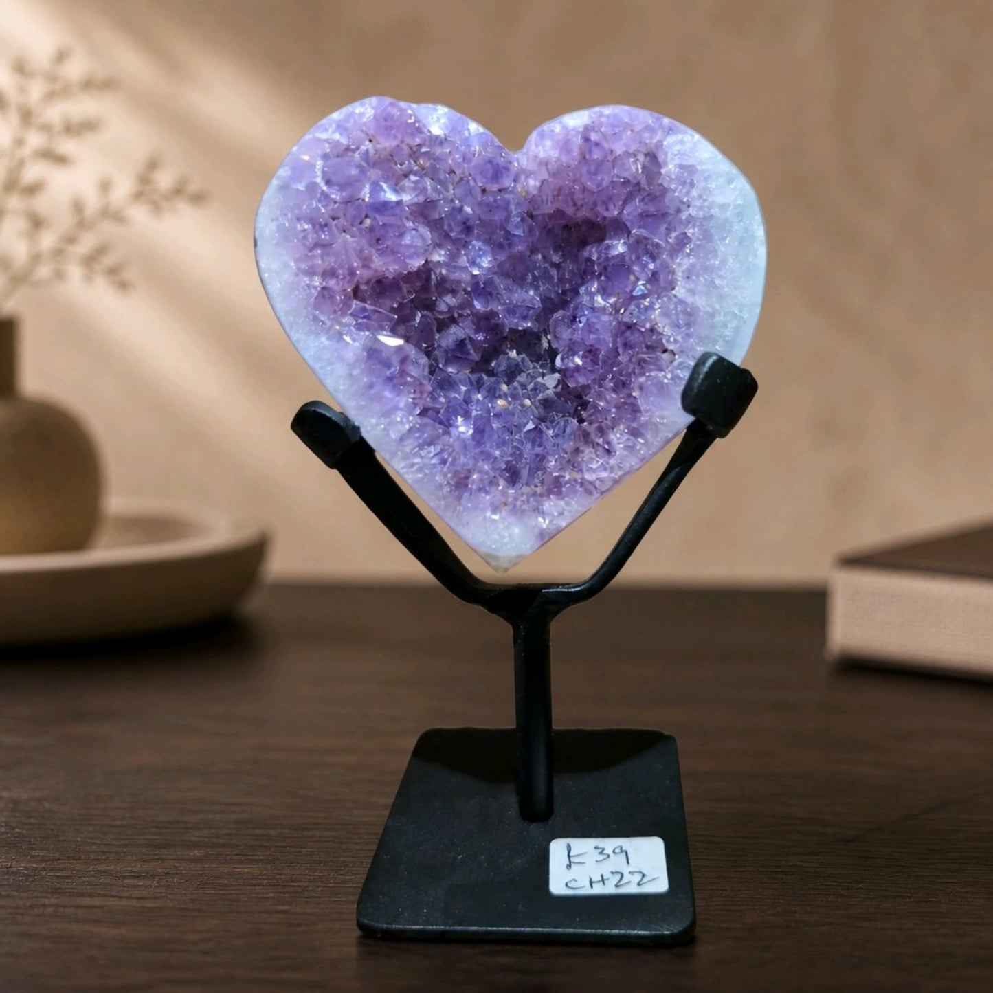 Amethyst Druzy Heart on Stand