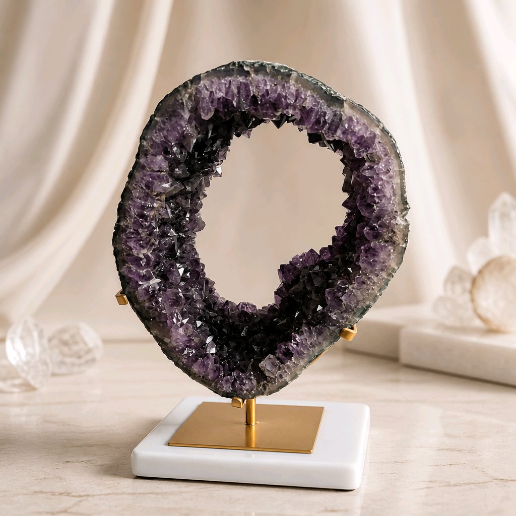 Amethyst Portal on Gold Stand