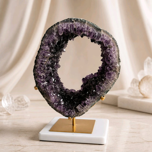 Amethyst Portal on Gold Stand