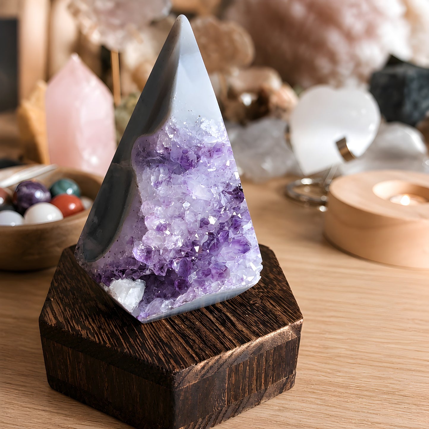 Amethyst Druzy Pyramid
