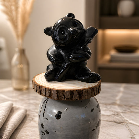Black Obsidian Panda Carving