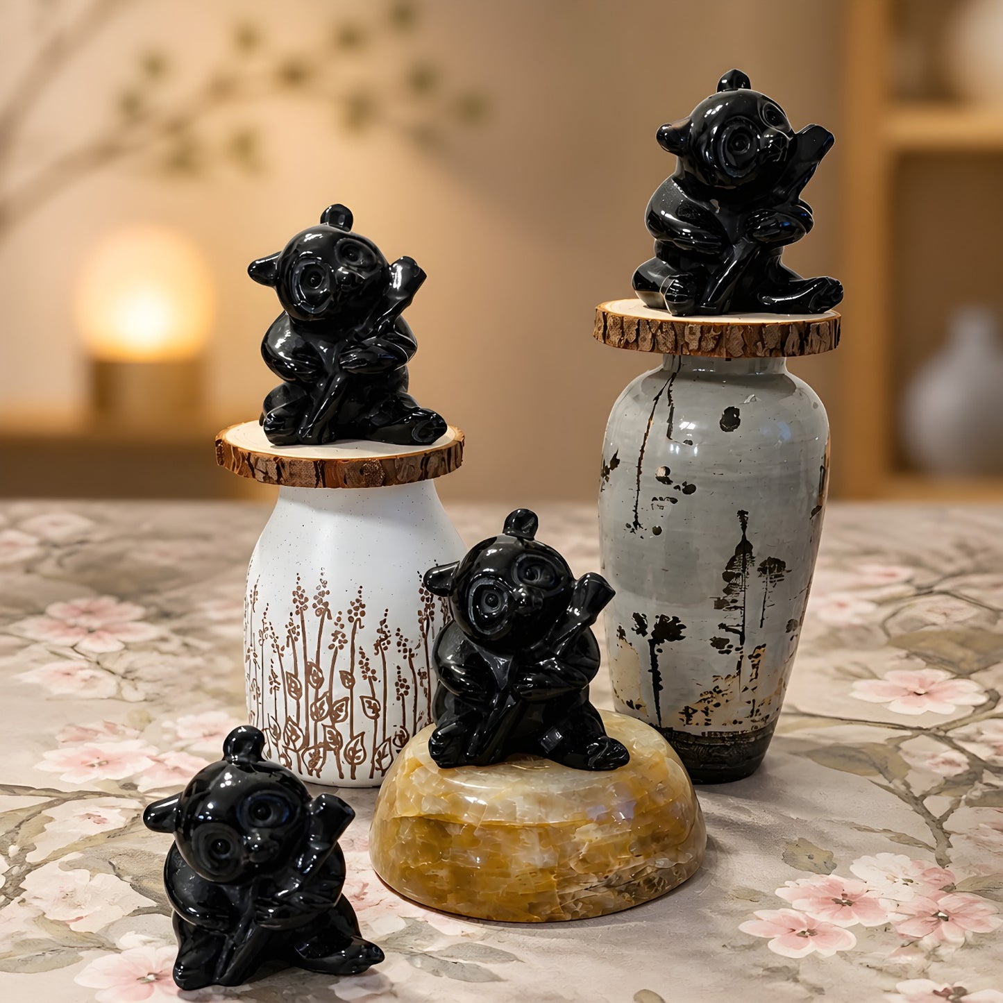 Black Obsidian Panda Carving