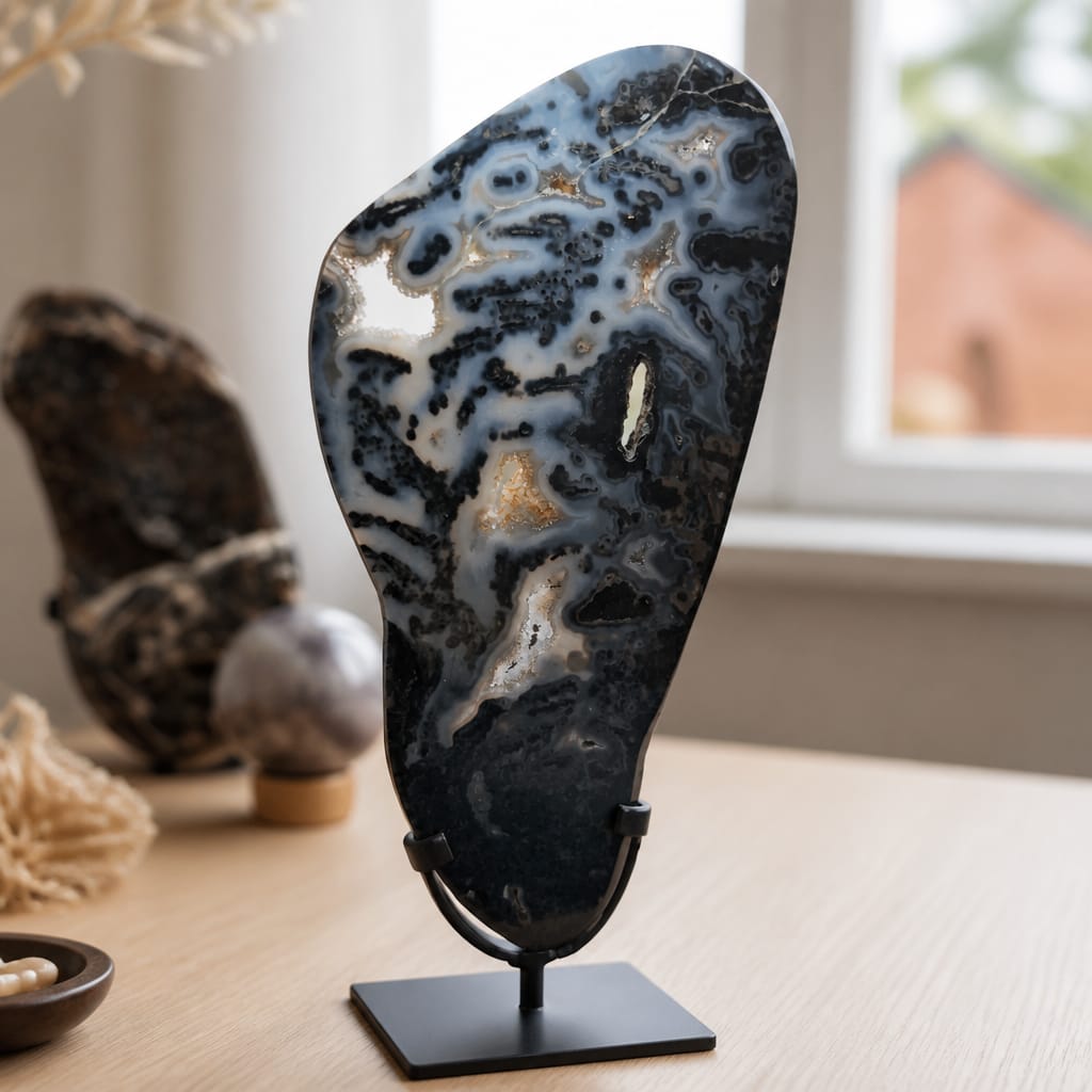Blue Druzy Agate Statement Piece (Tall)