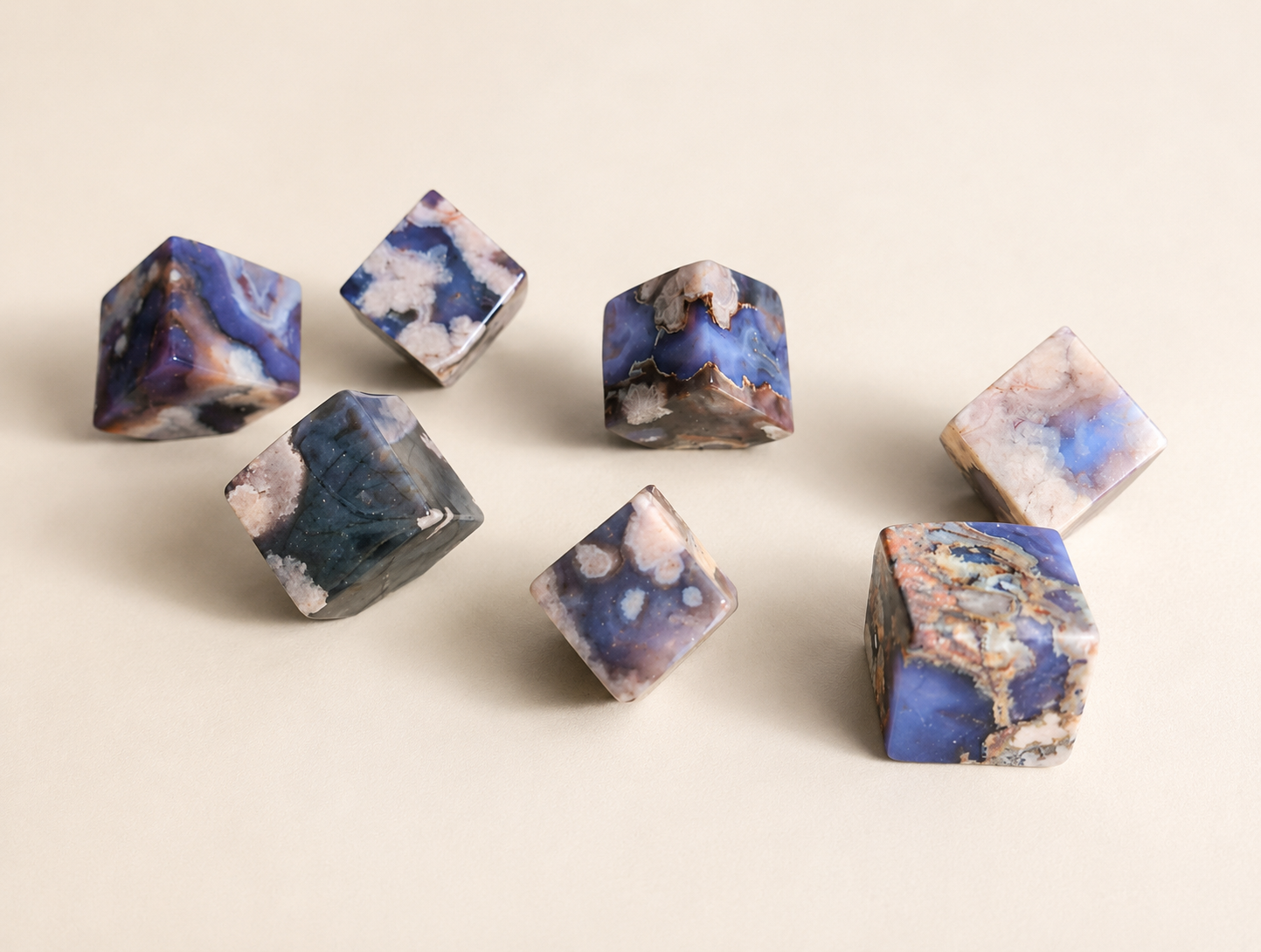 Blue Flower Agate Cube