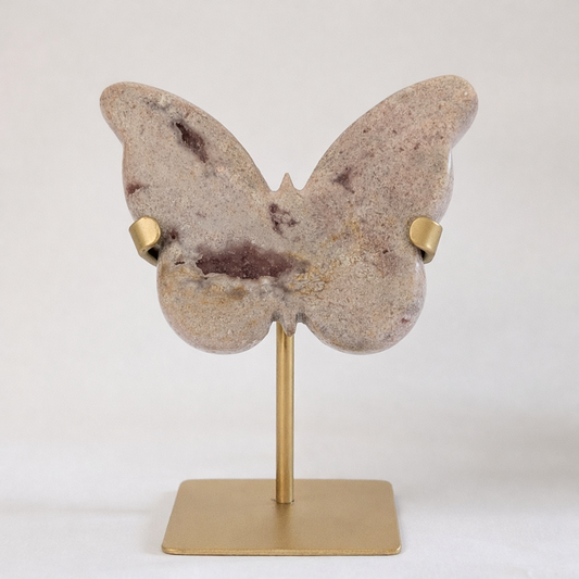Pink Amethyst Butterfly on Gold Stand