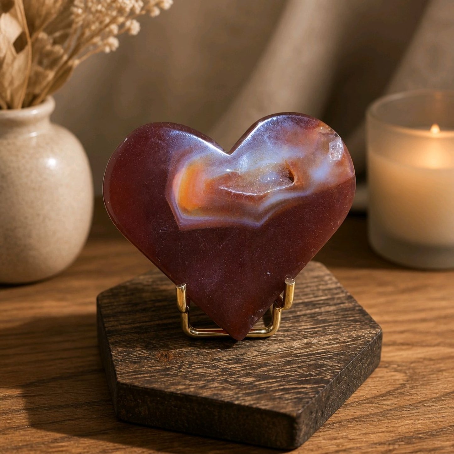 Carnelian Agate Druzy Heart