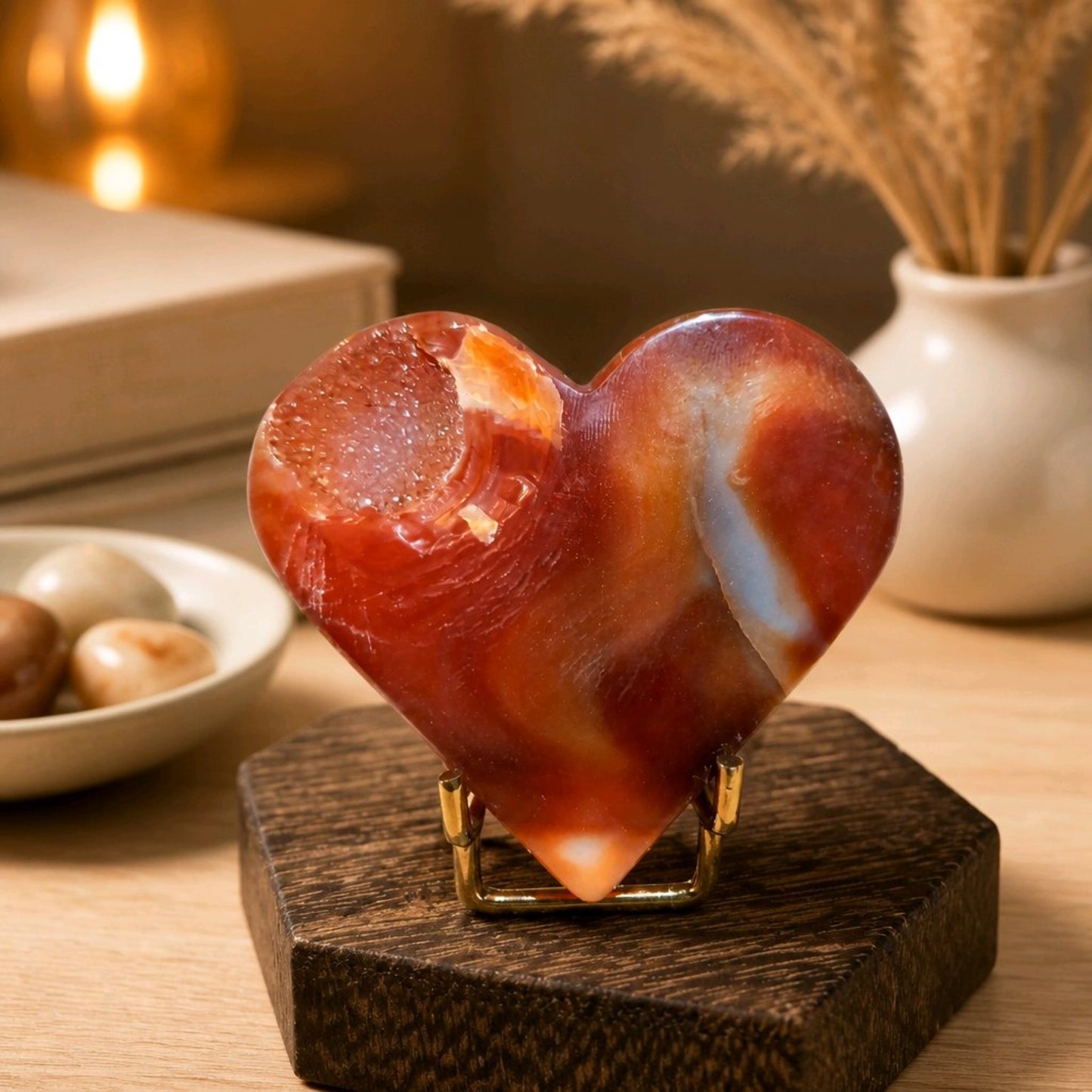 Carnelian Agate Druzy Heart