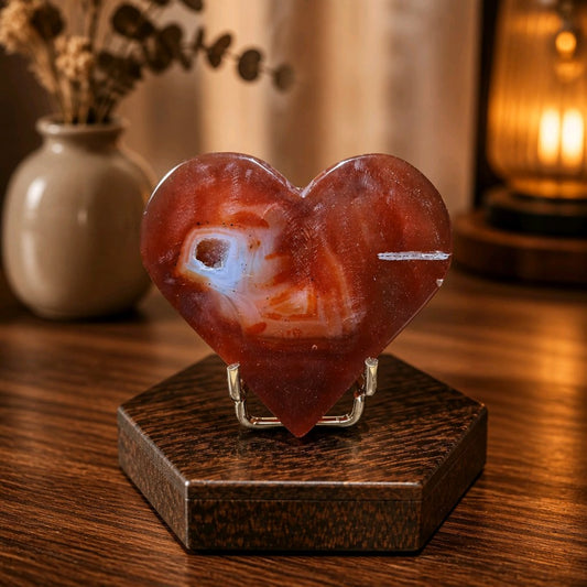 Carnelian Agate Druzy Heart