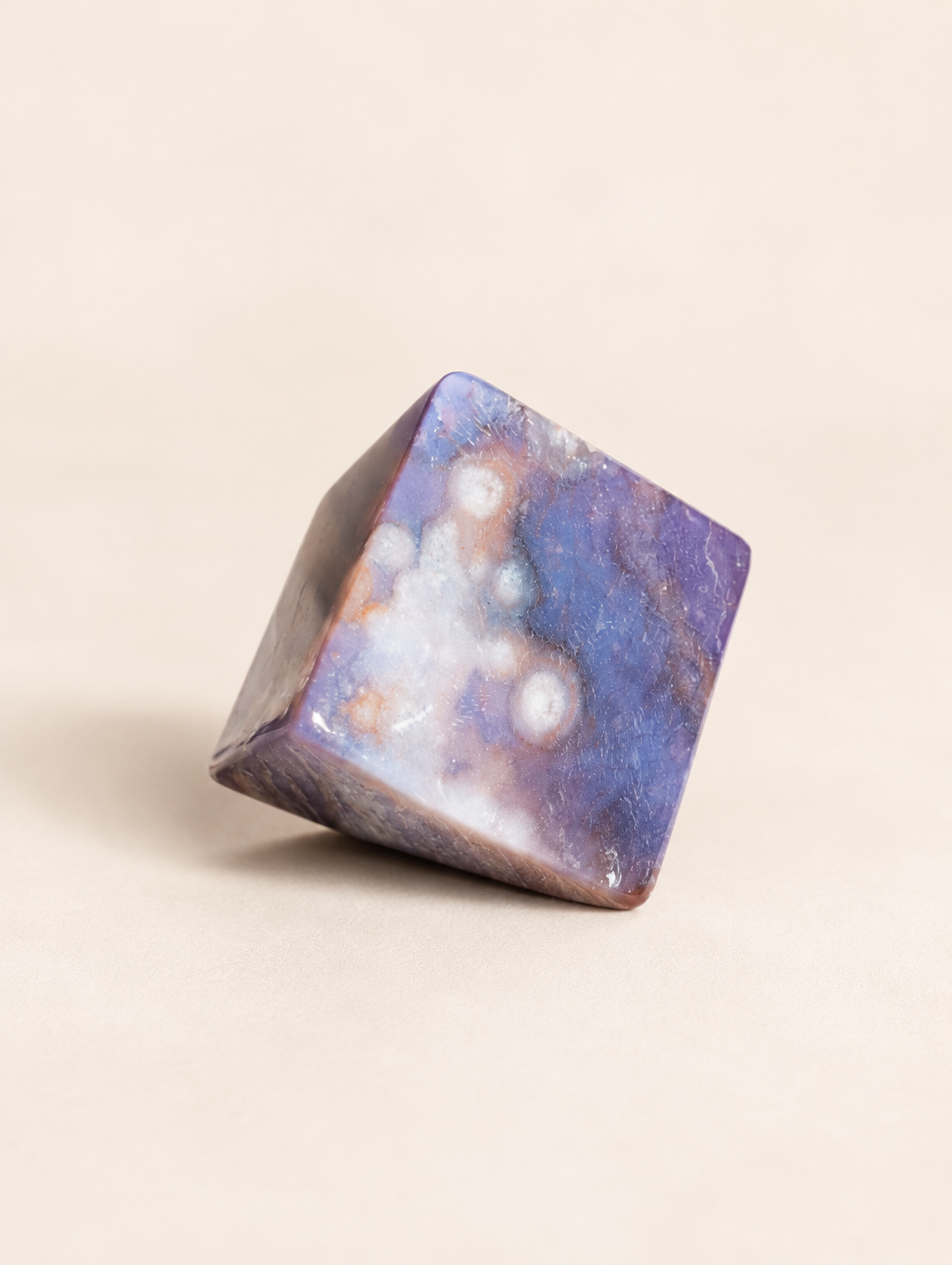 Blue Flower Agate Cube