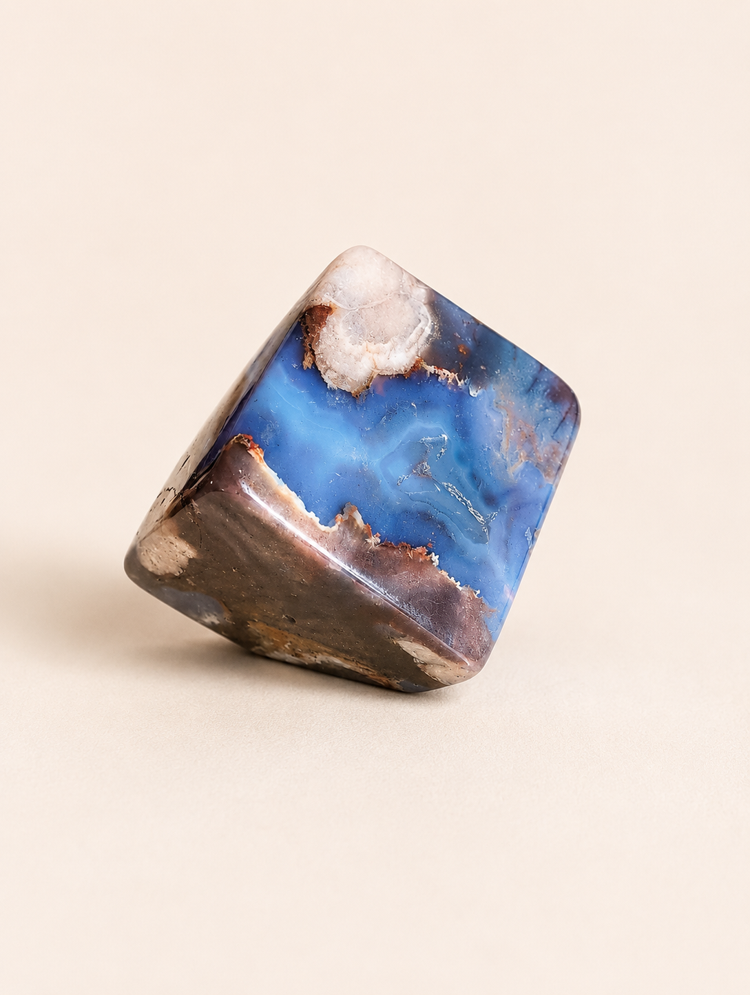 Blue Flower Agate Cube
