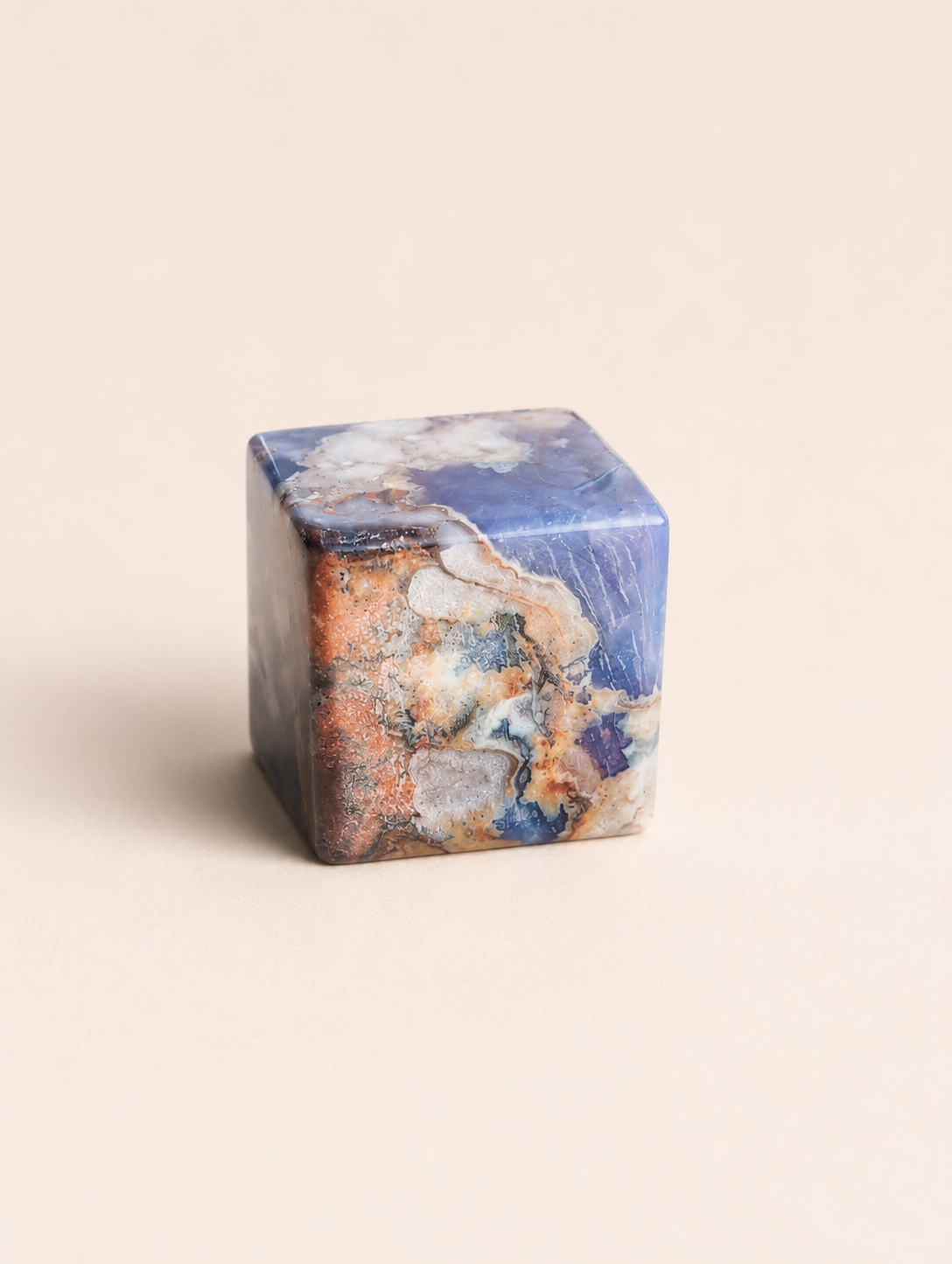 Blue Flower Agate Cube