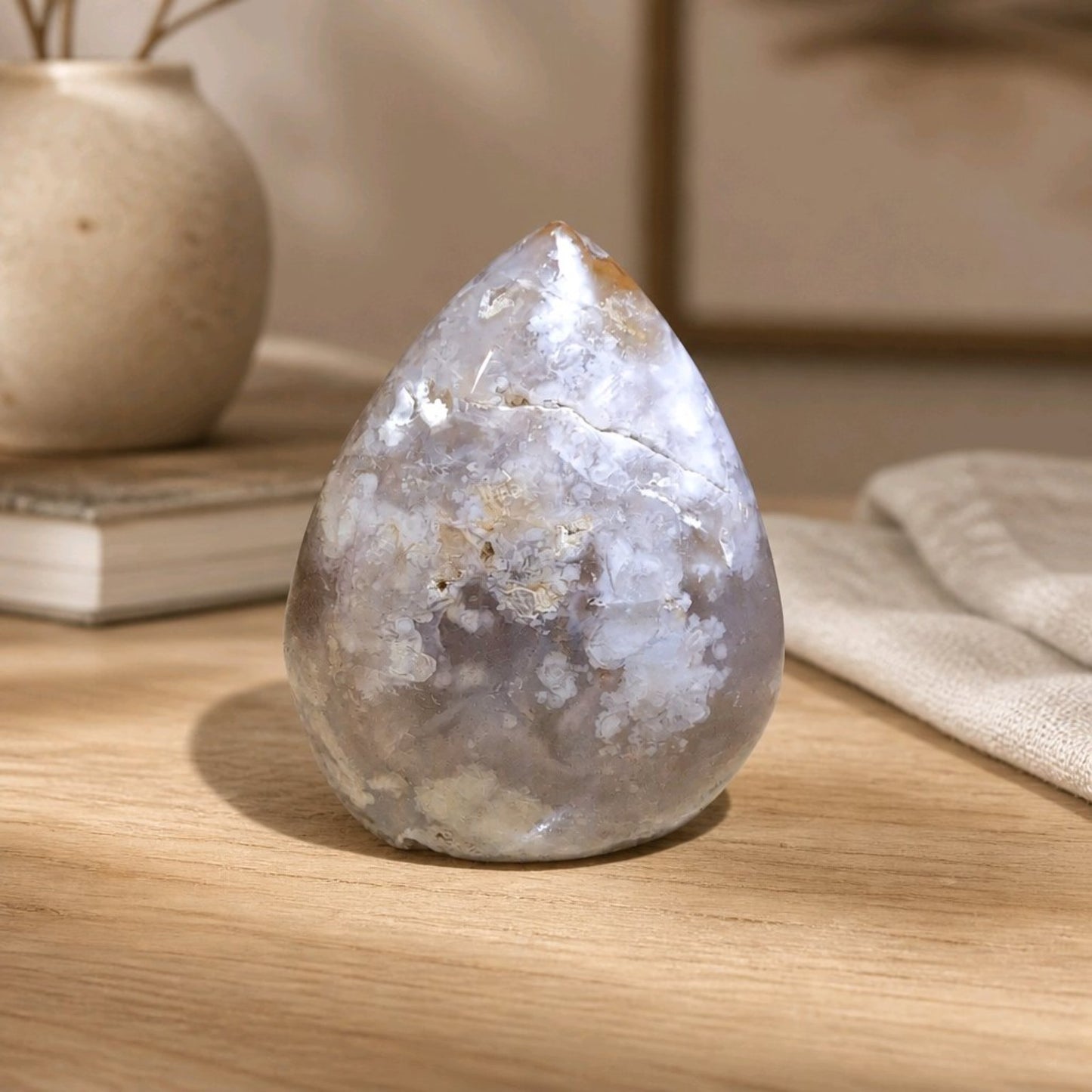 Flower Agate Teardrop