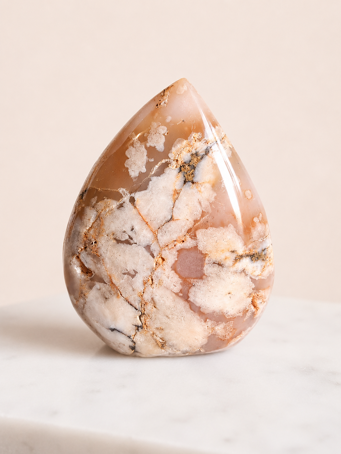 Flower Agate Teardrop