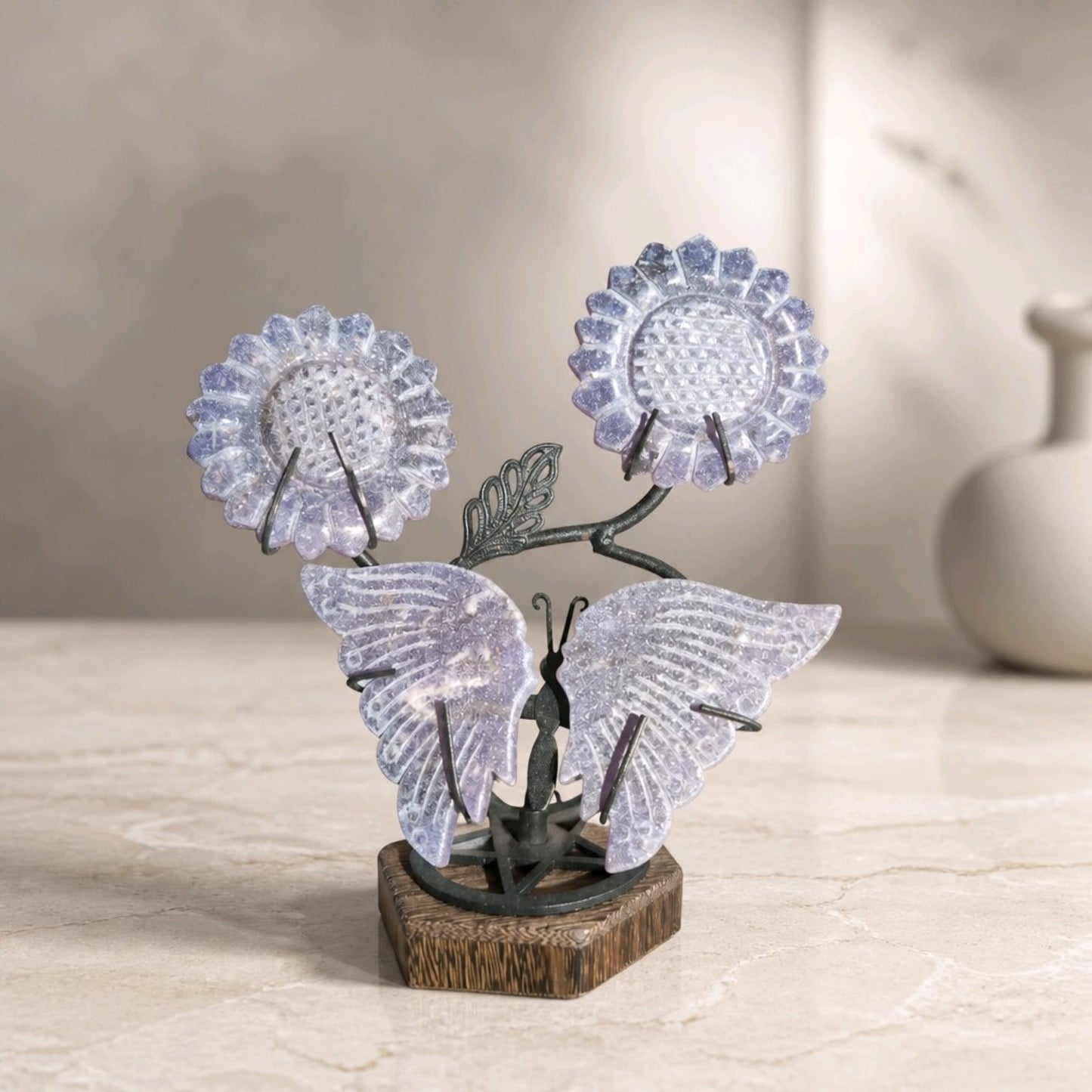 Lepidolite Butterfly Flower