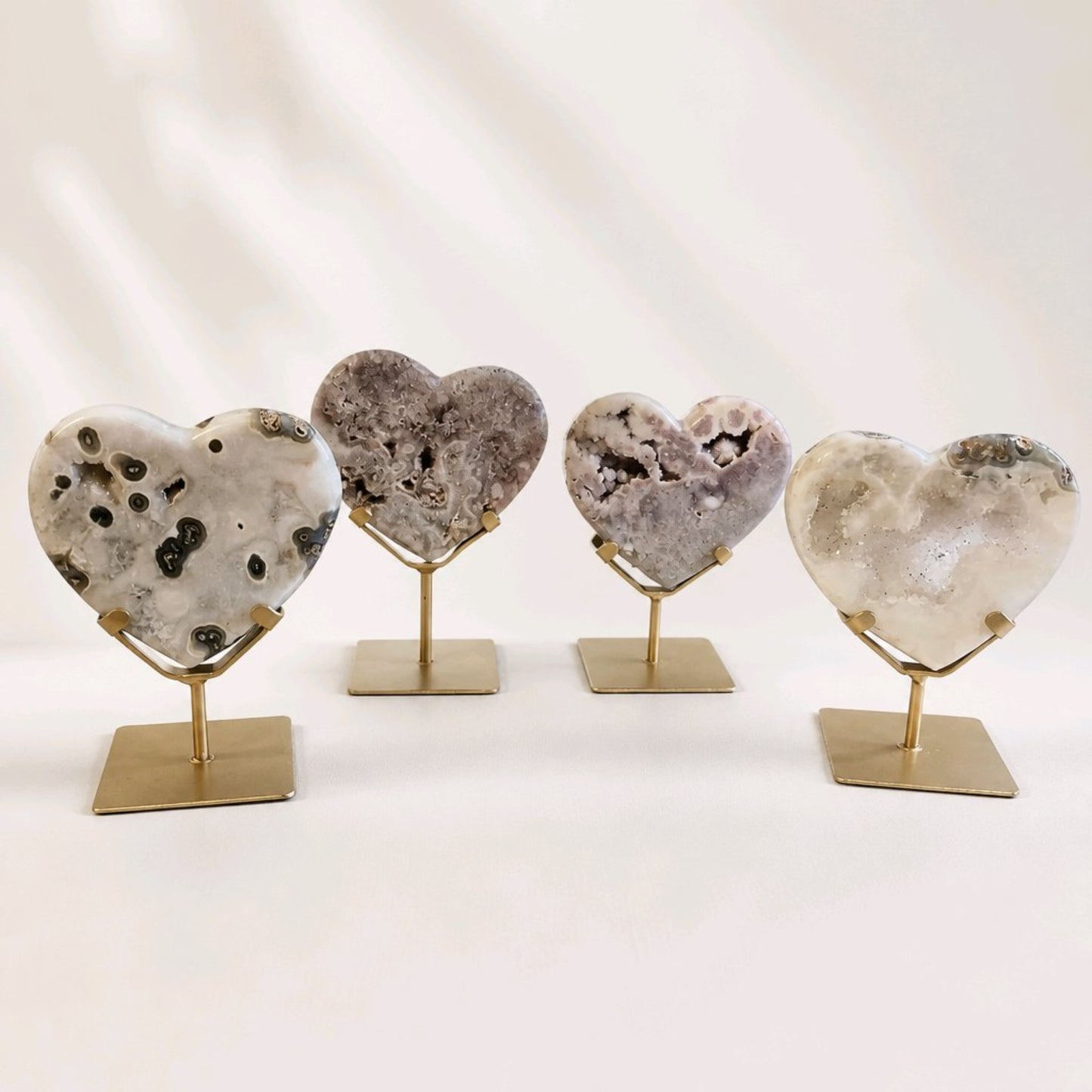 Pink Amethyst Heart on Gold Stand