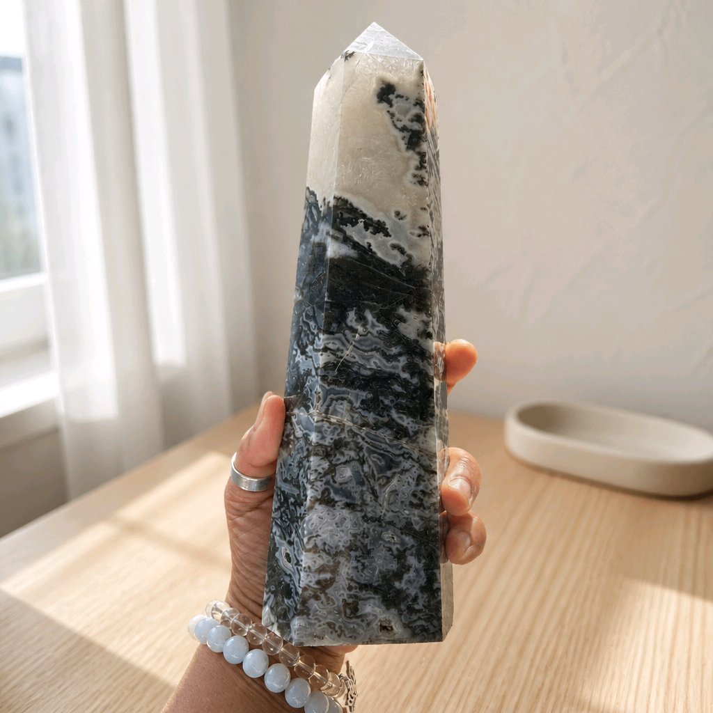 Moss Agate Statement Towers