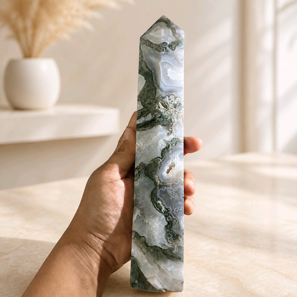 Moss Agate Statement Towers