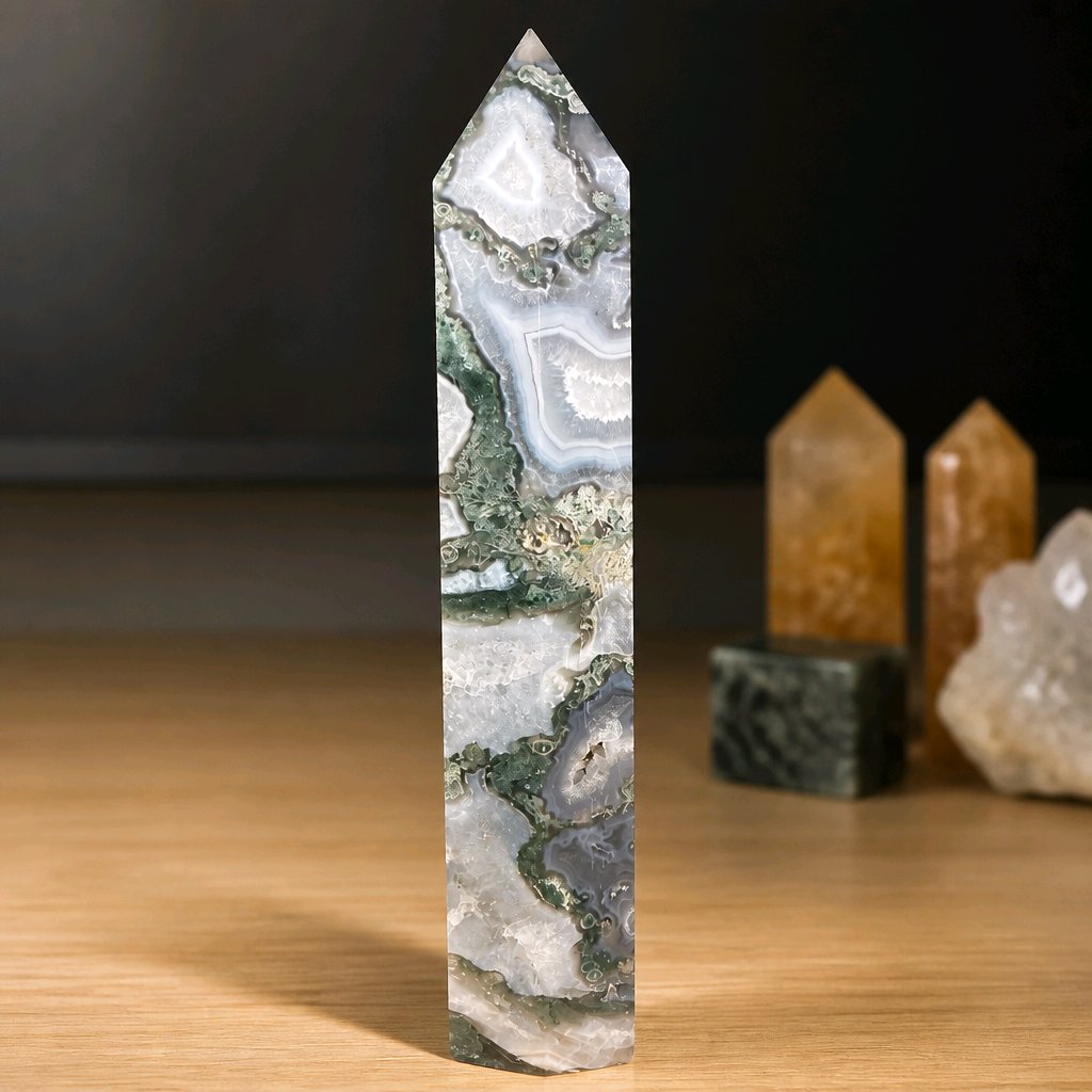 Moss Agate Statement Towers