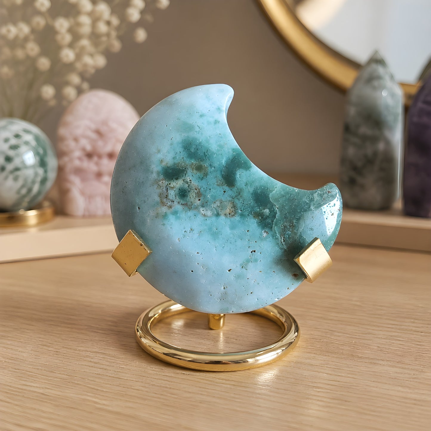 Ocean Jasper Crescent Moon