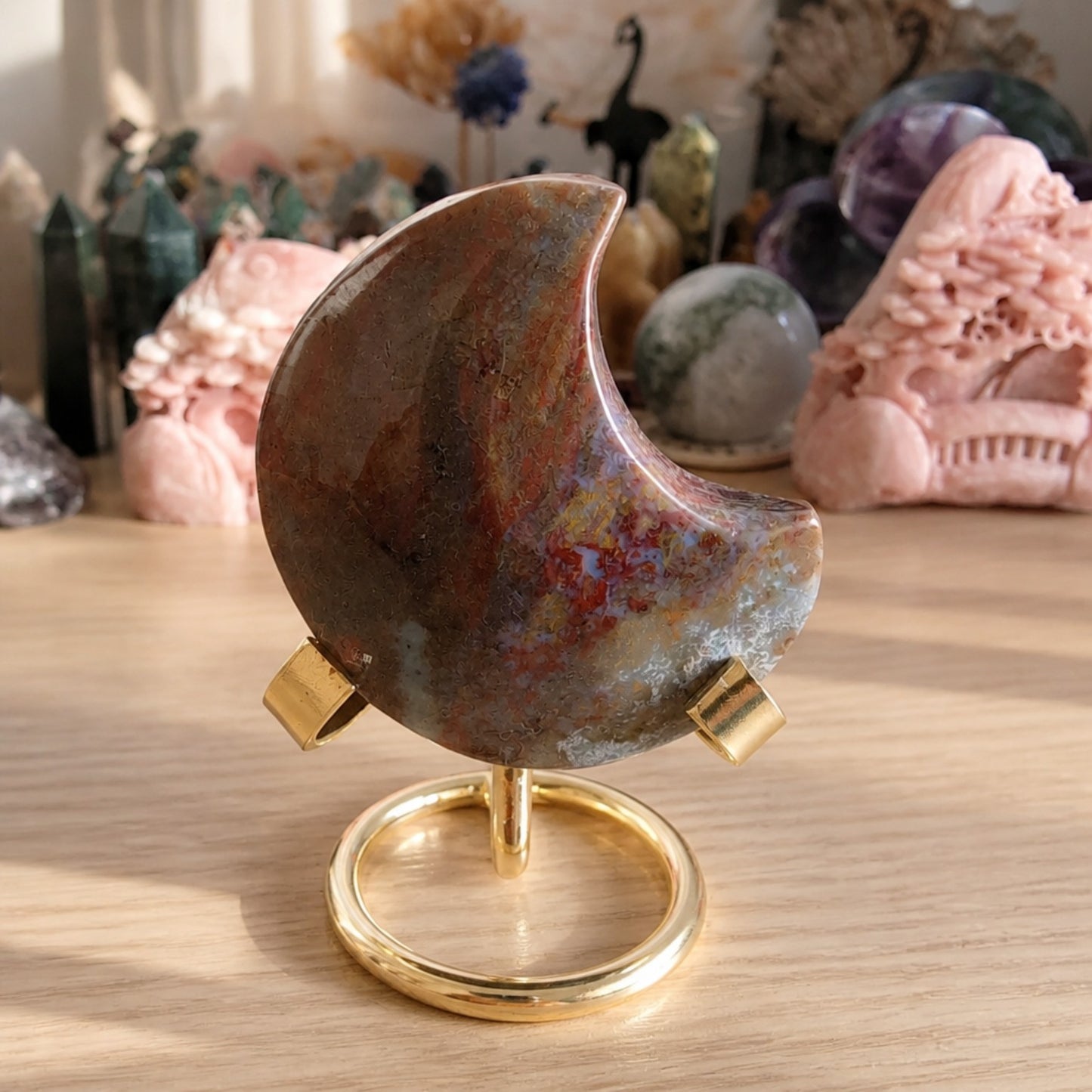 Ocean Jasper Crescent Moon