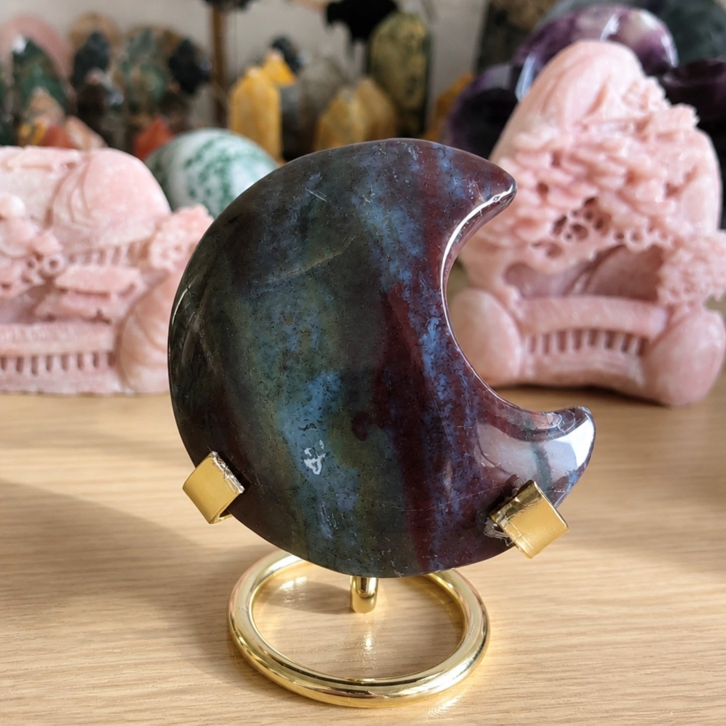 Ocean Jasper Crescent Moon