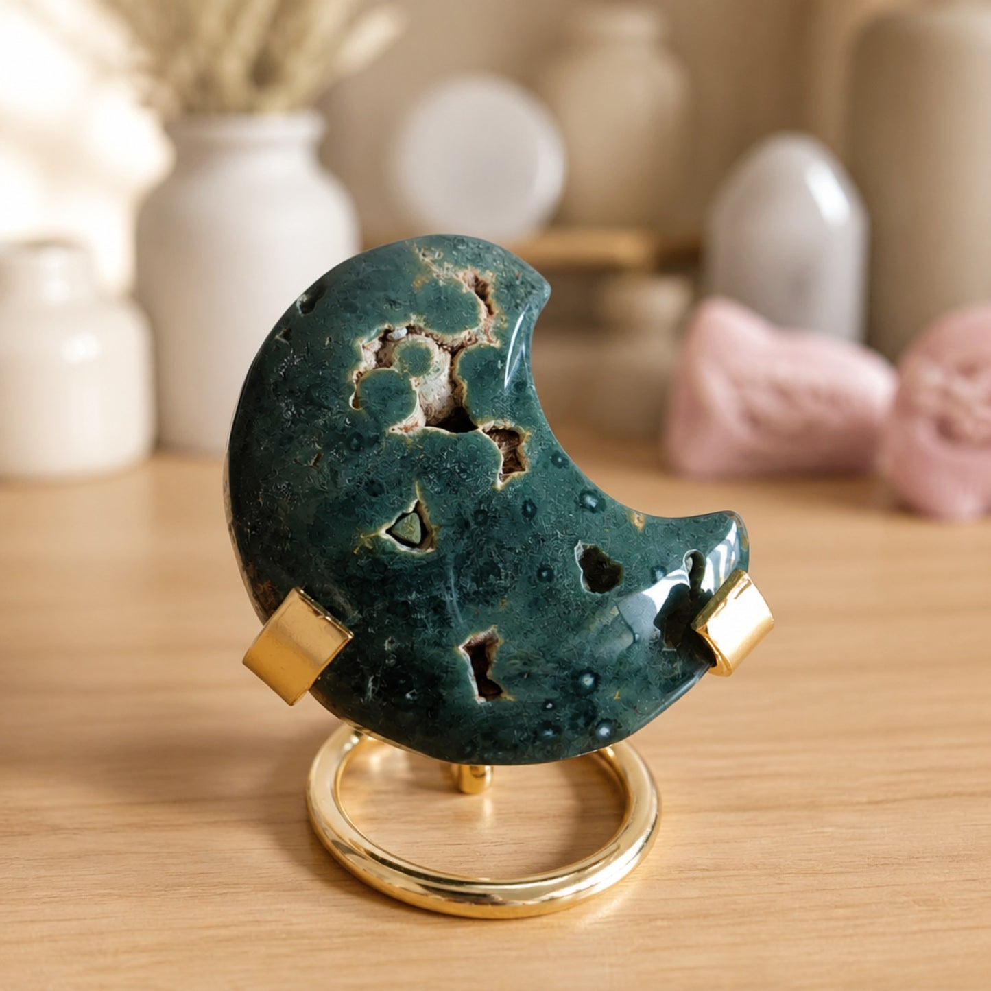 Ocean Jasper Crescent Moon