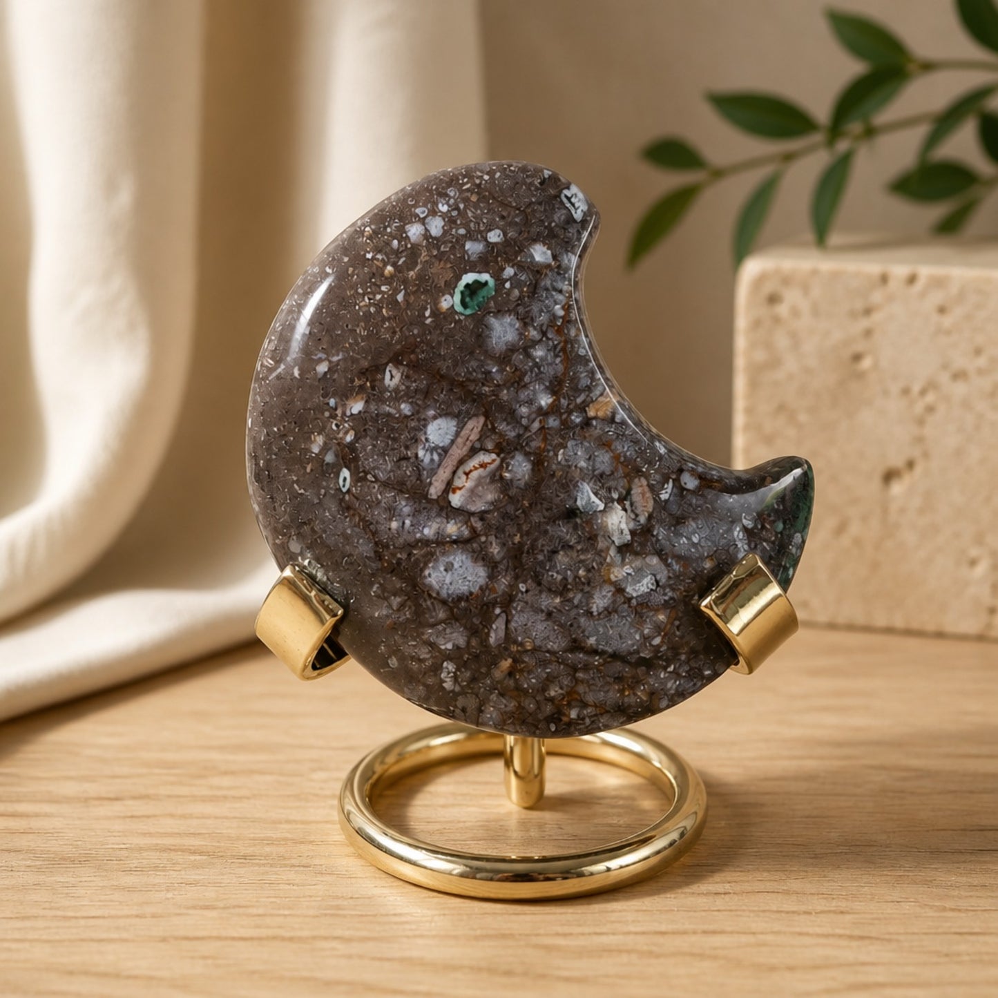 Ocean Jasper Crescent Moon