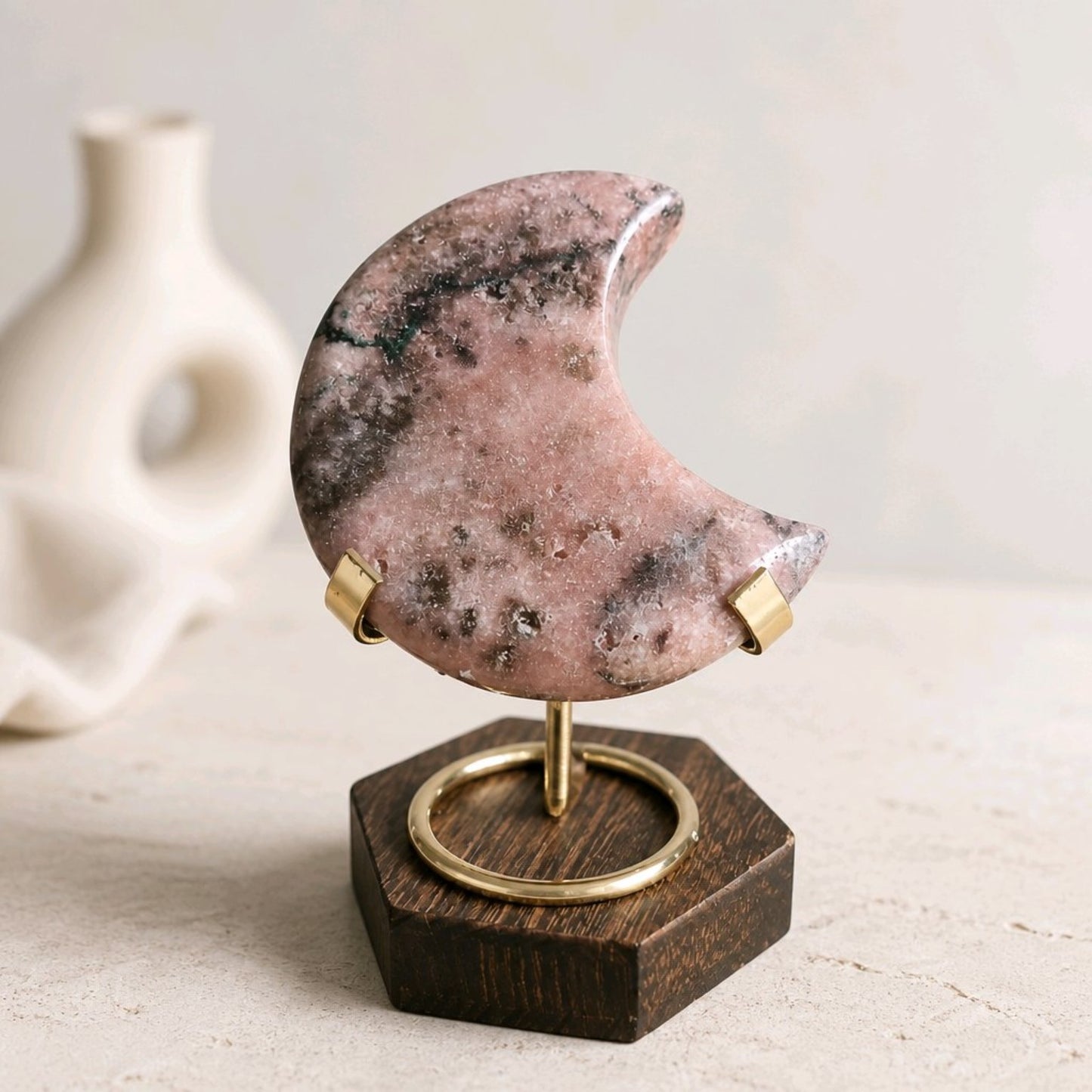 Pink Amethyst Crescent Moon
