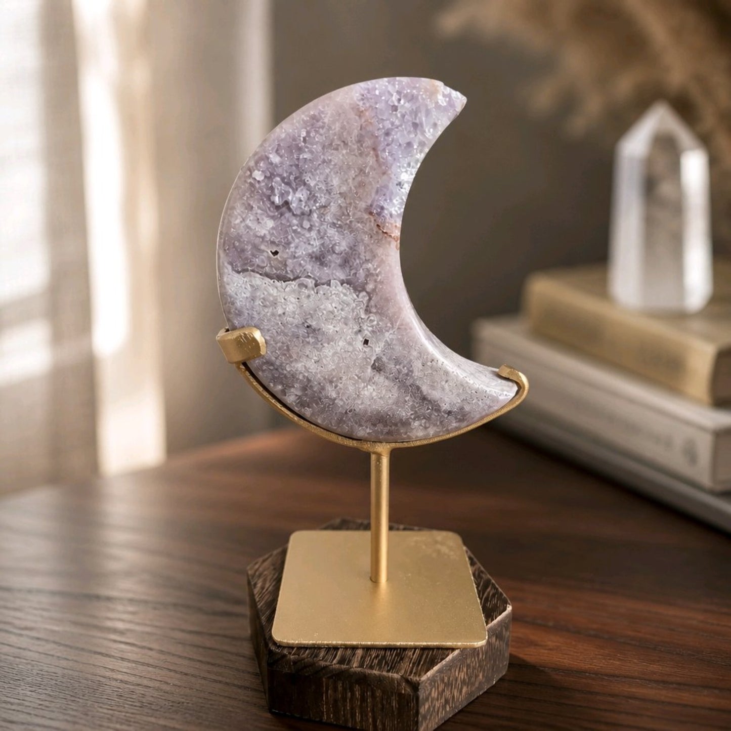 Pink Amethyst Crescent Moon