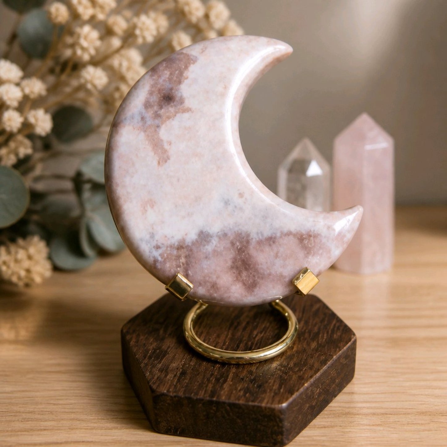 Pink Amethyst Crescent Moon