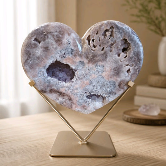 Pink Amethyst Heart on Stand ✨