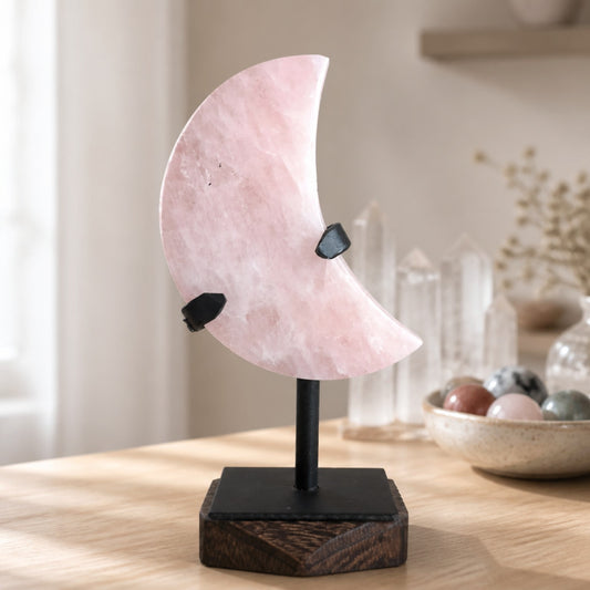 Brazilian Rose Quartz Crescent Moon