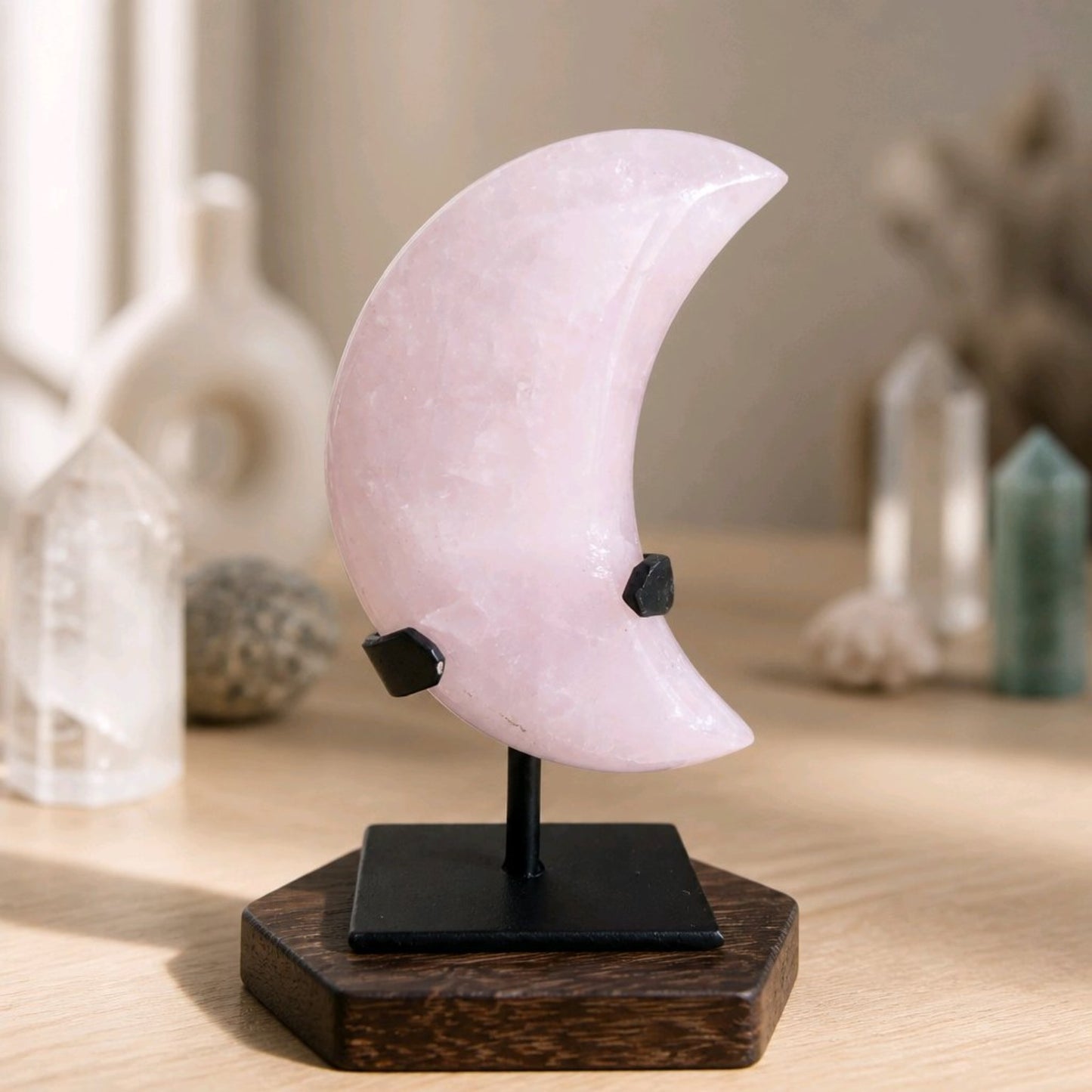 Brazilian Rose Quartz Crescent Moon