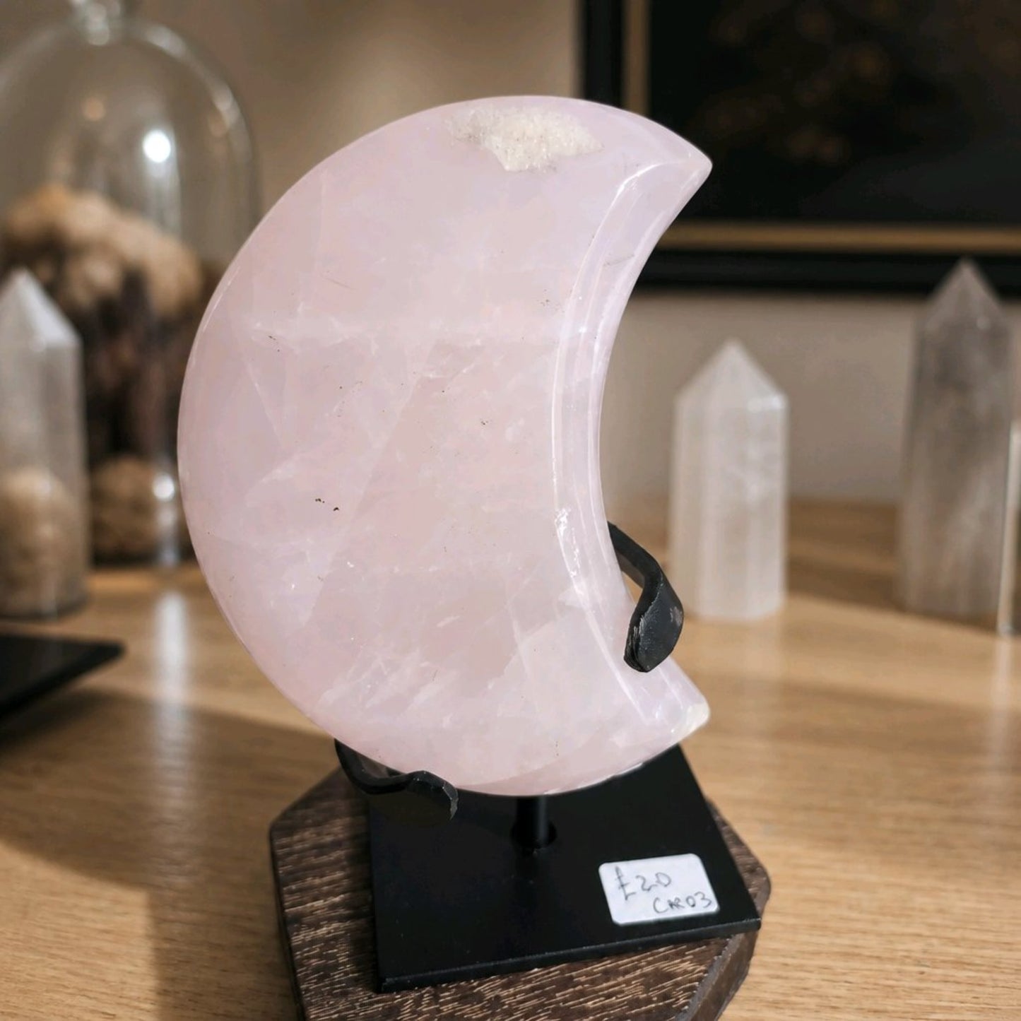 Brazilian Rose Quartz Crescent Moon