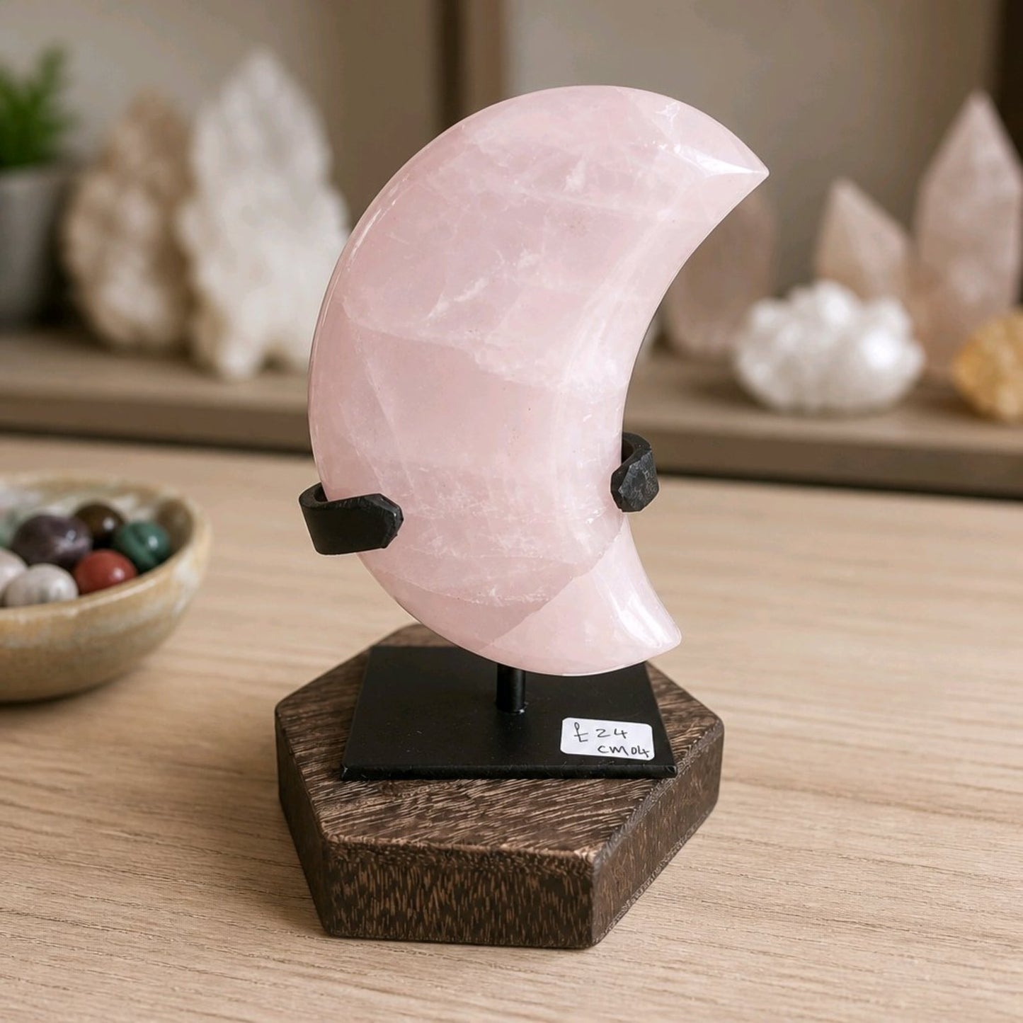 Brazilian Rose Quartz Crescent Moon