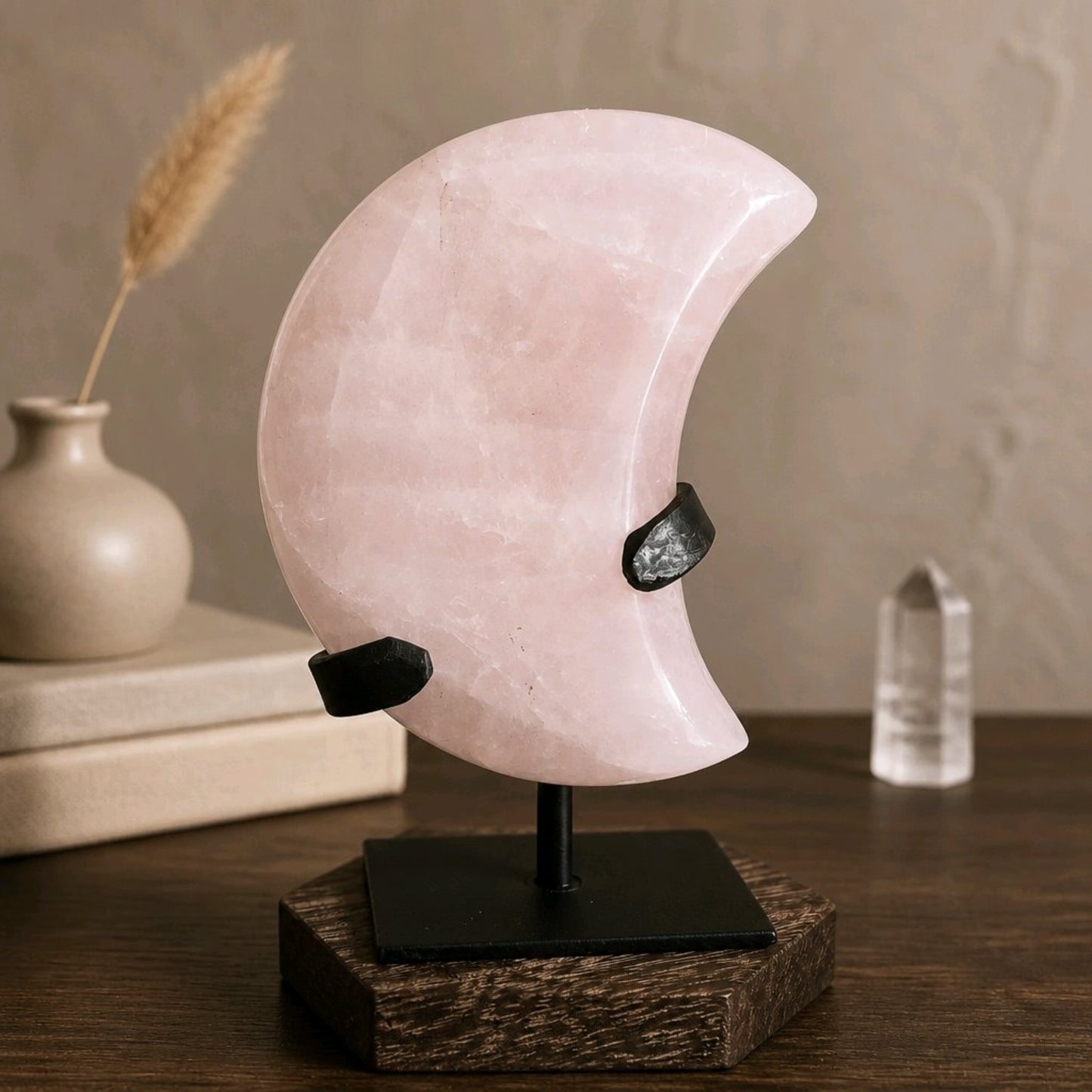 Brazilian Rose Quartz Crescent Moon