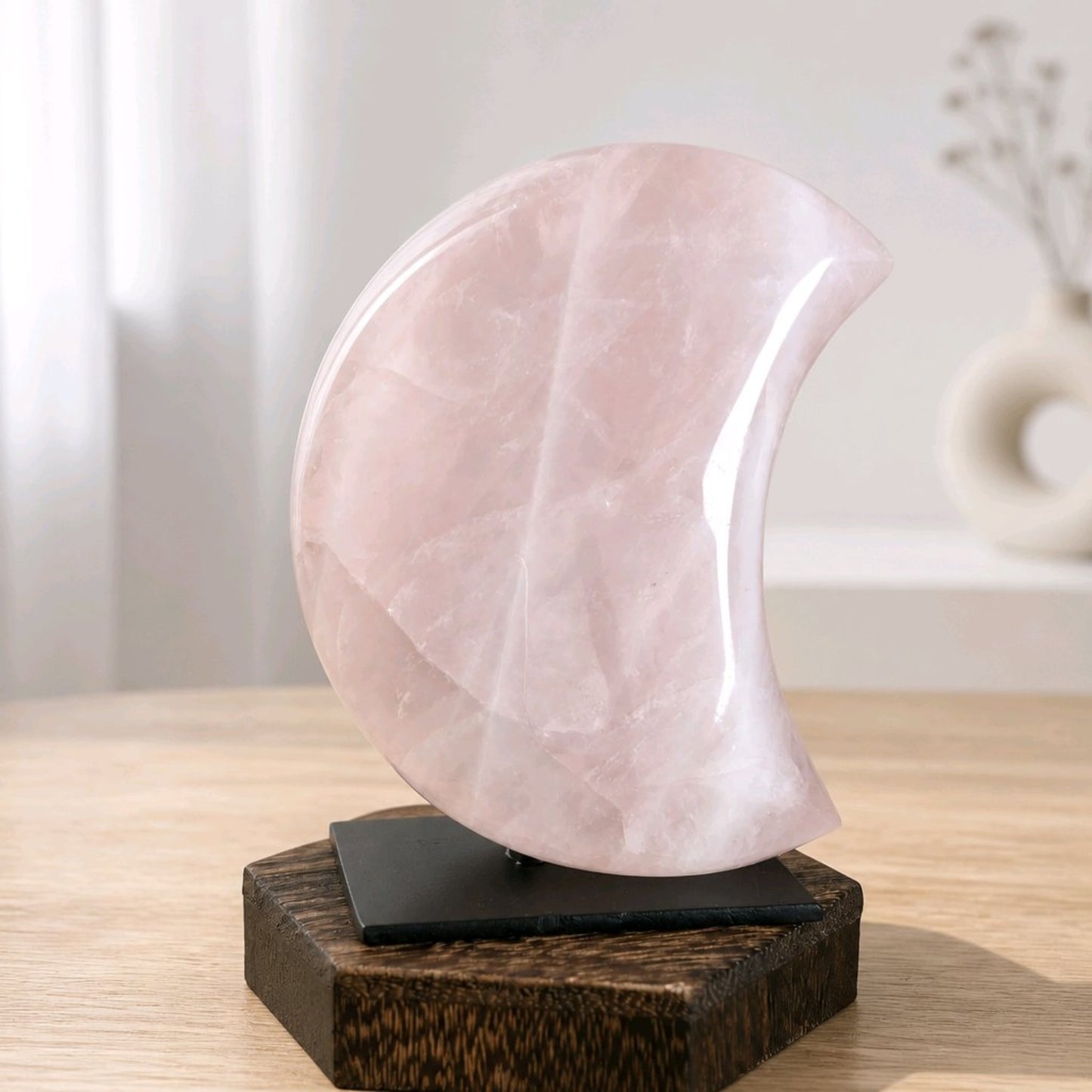 Brazilian Rose Quartz Crescent Moon