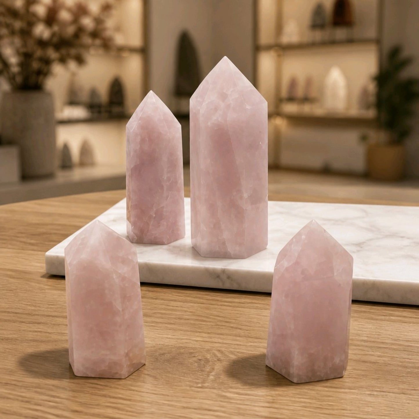Brazilian Rose Quartz Towers
