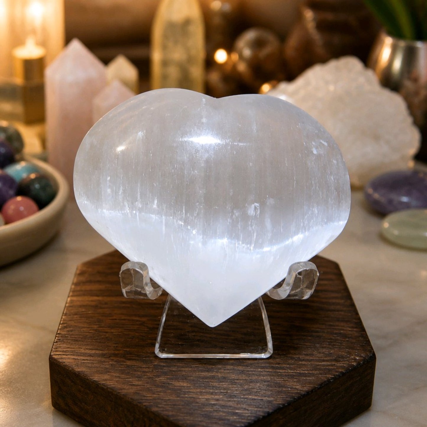 Polished Selenite Heart