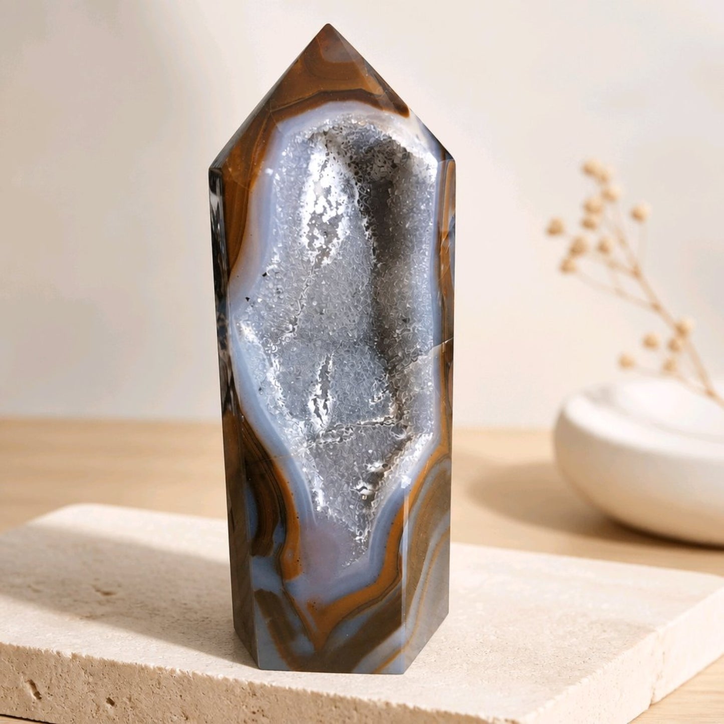 Brazilian Druzy Agate Tower
