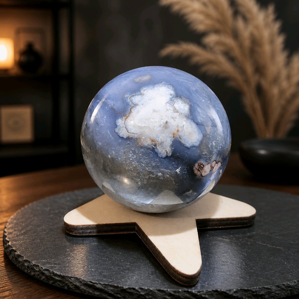 Blue Flower Agate Spheres